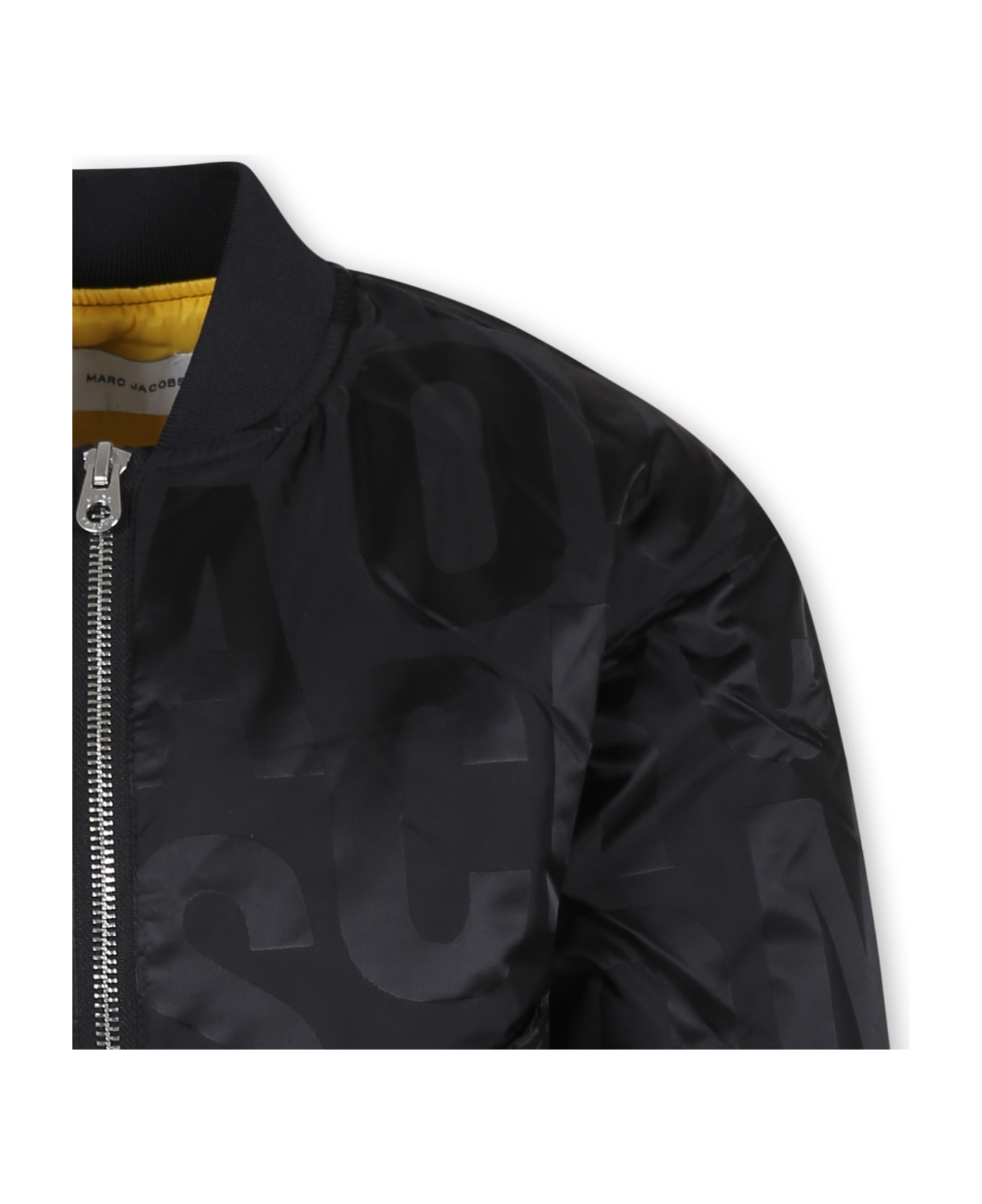 Marc Jacobs Black Bomber Jacket For Kids With Monogram - Black