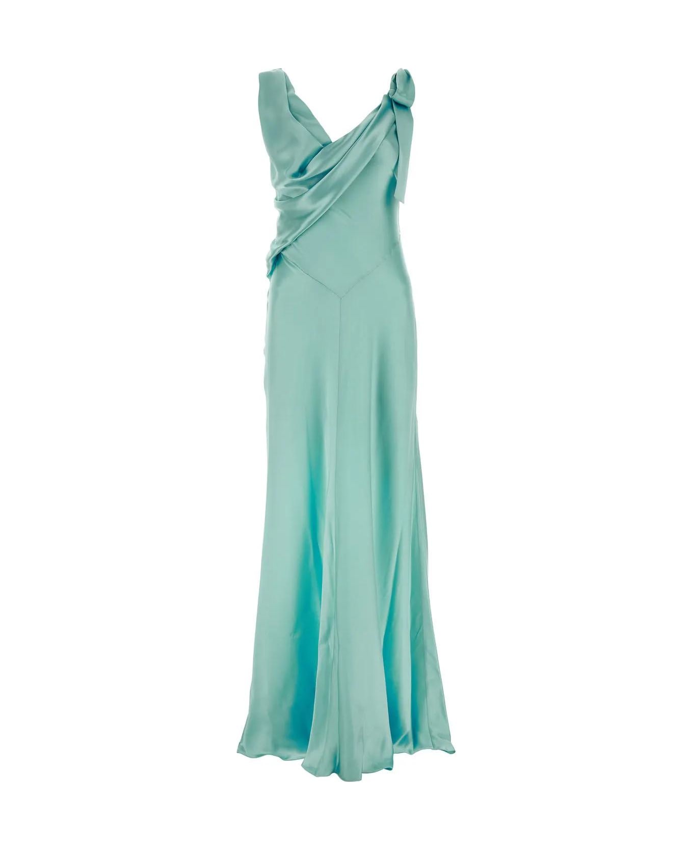 Alberta Ferretti Tiffany Satin Long Dress - Verde