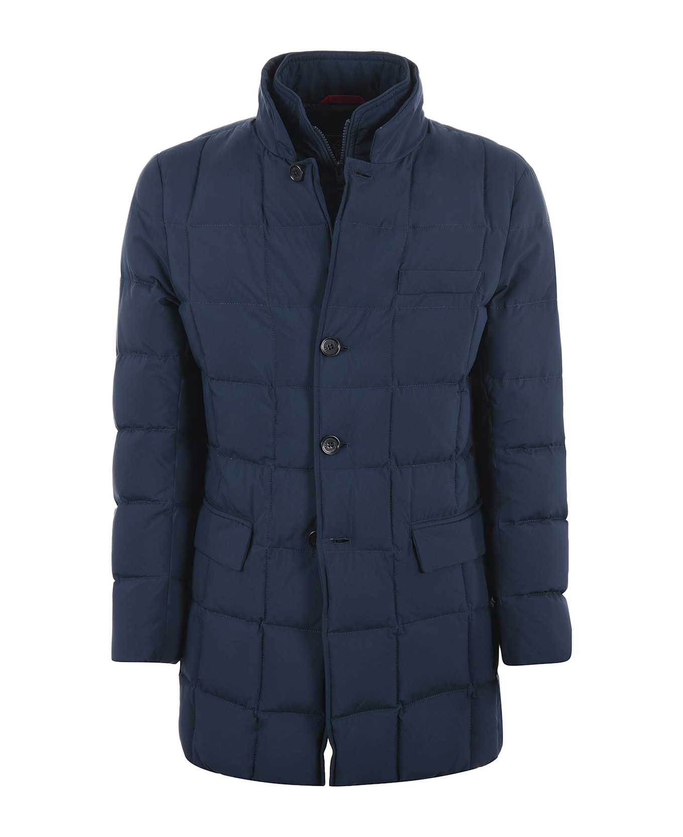 Fay Navy Blue Quilted Coat - Blue