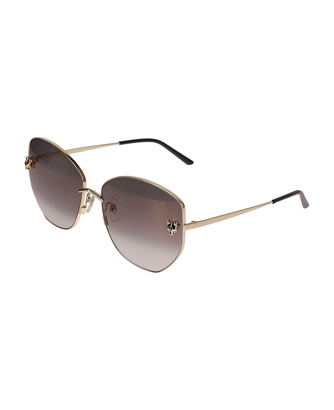 Cartier Eyewear Rectangular Curved 16US Sunglasses - Gold/Grey