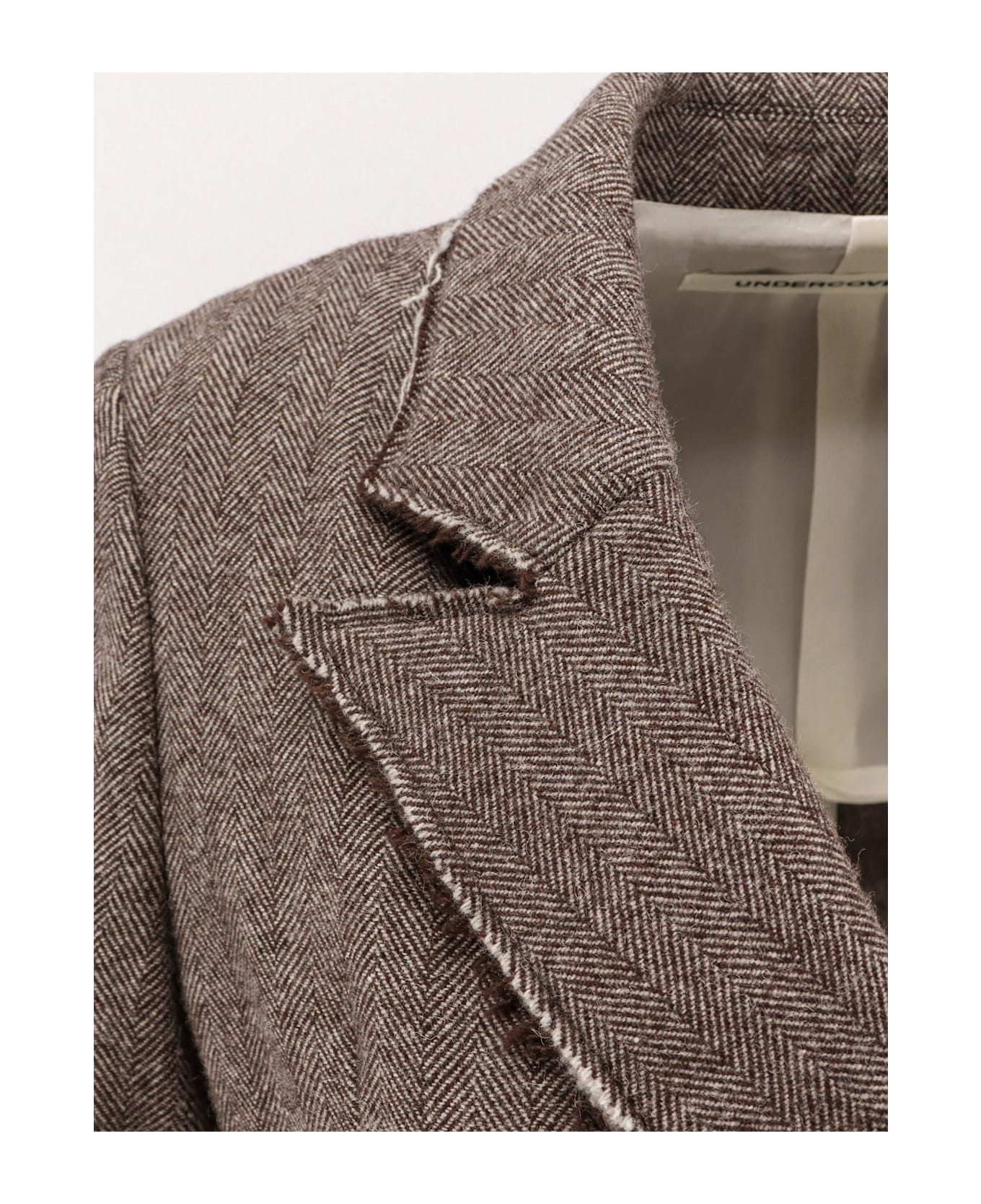 Undercover Jun Takahashi Wool Blend Blazer With Frayed Profiles - Brownbase