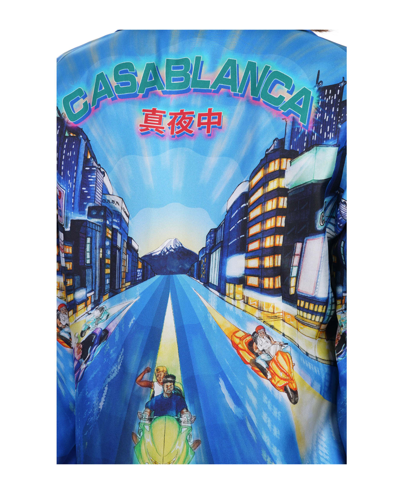 Casablanca Shirt In Blue Silk - blue
