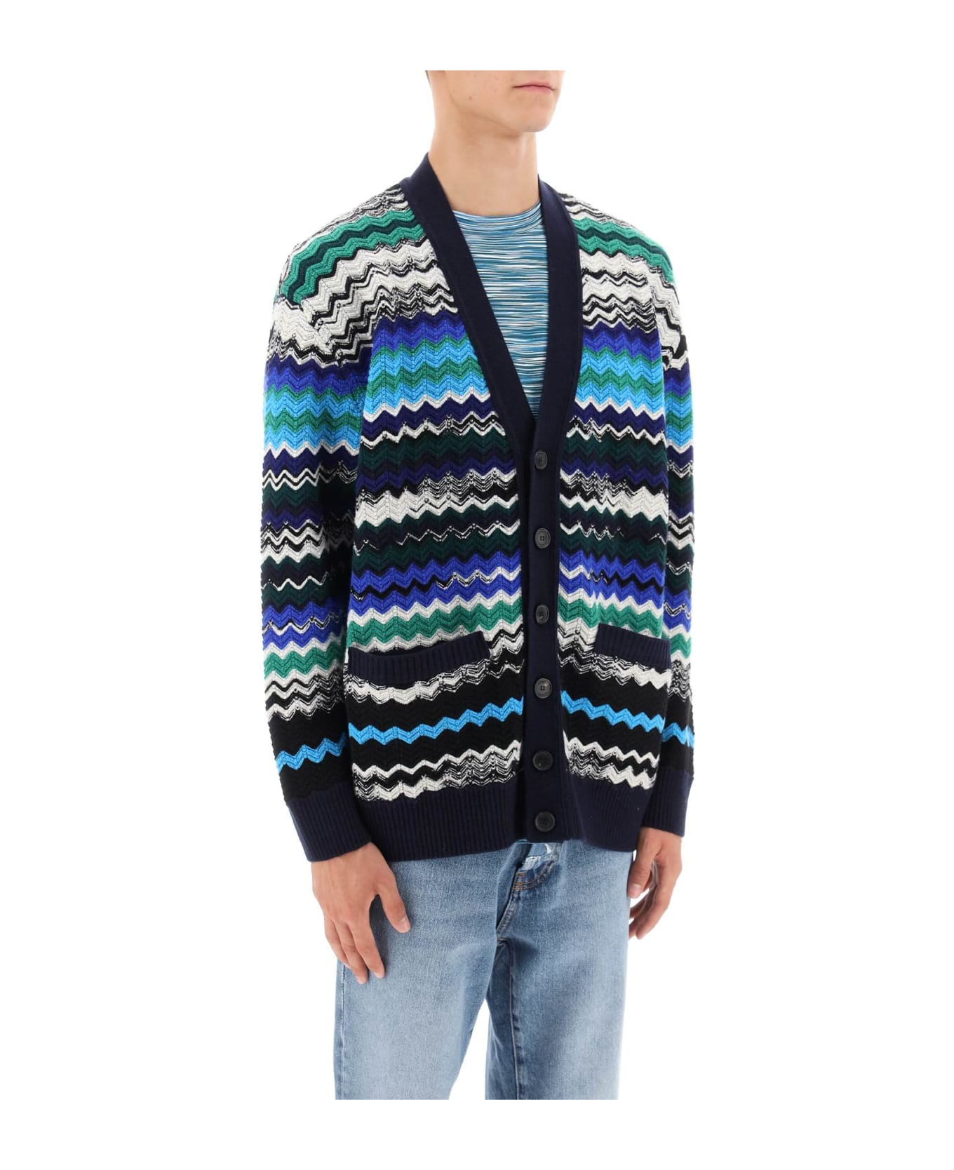 Missoni Sweaters Blue - BLUEBLACKGREENWHITE