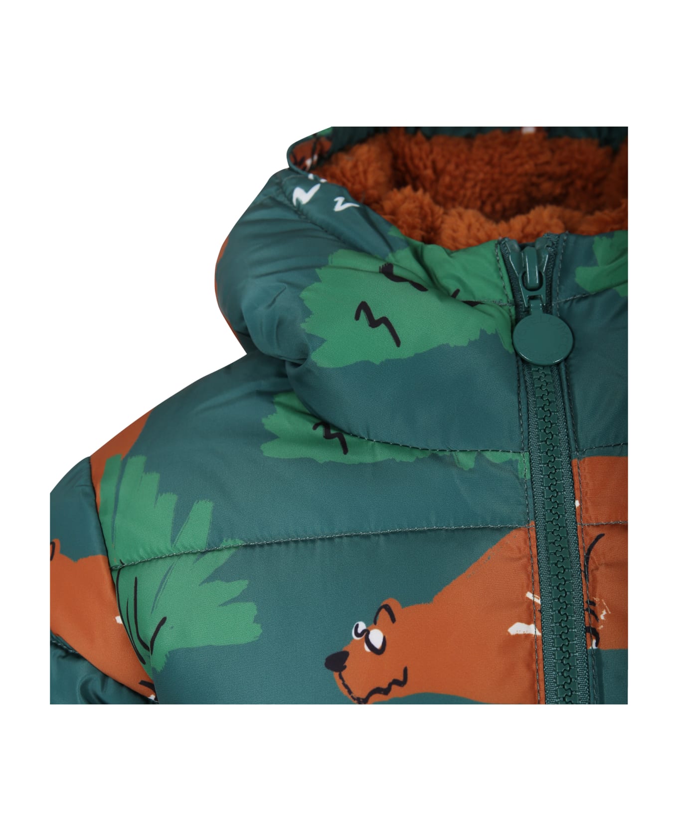Stella McCartney Kids Down Jacket For Kid With All-over Bears Print - Green