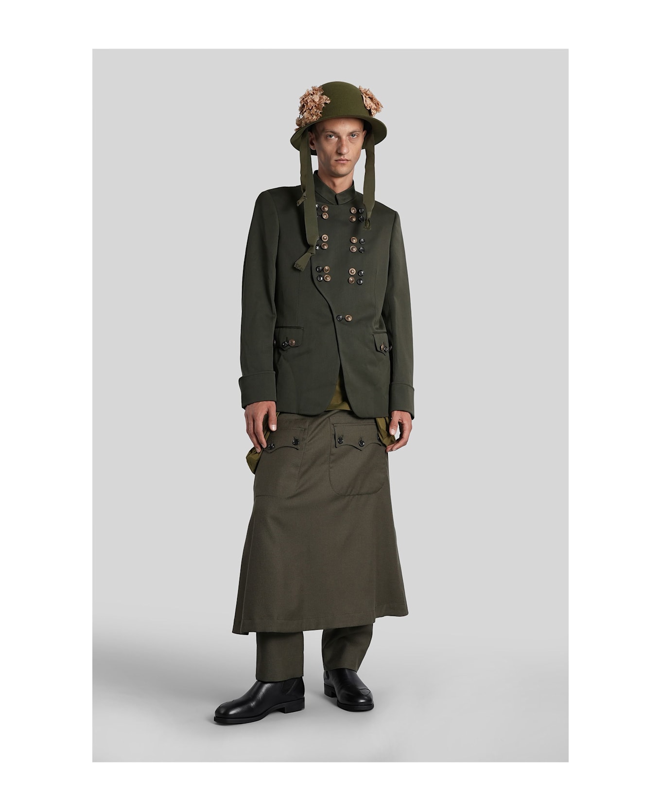 Comme Des Garçons Homme Plus Blazer In Green Wool - green
