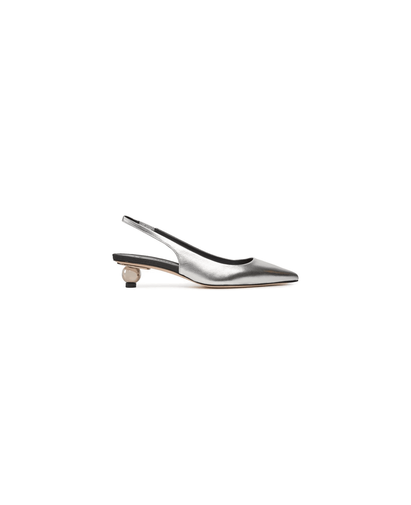 Weekend Max Mara Gallico Slingback In Laminated Leather - Argento