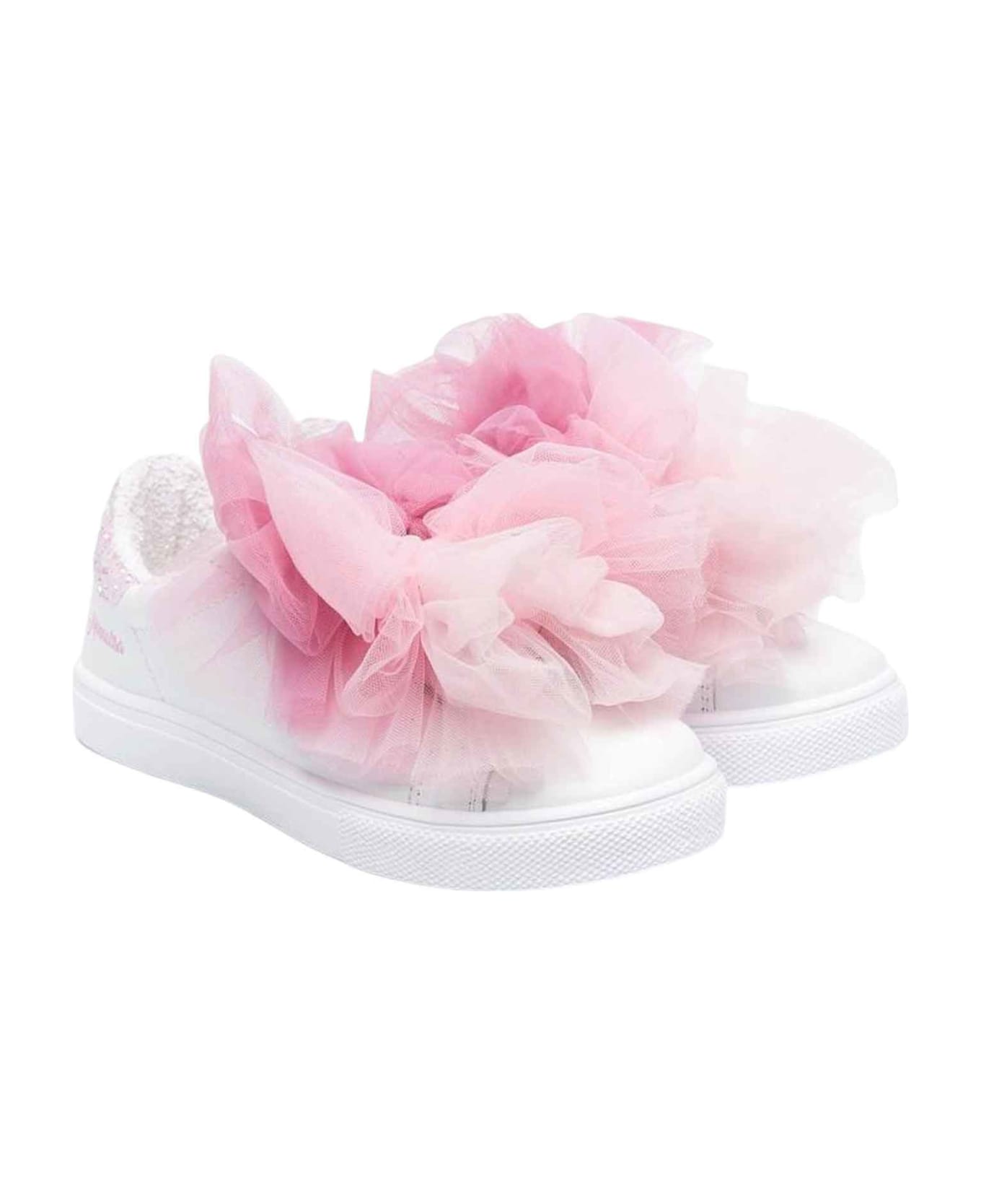 Monnalisa White Sneakers Girl - Panna/rosa