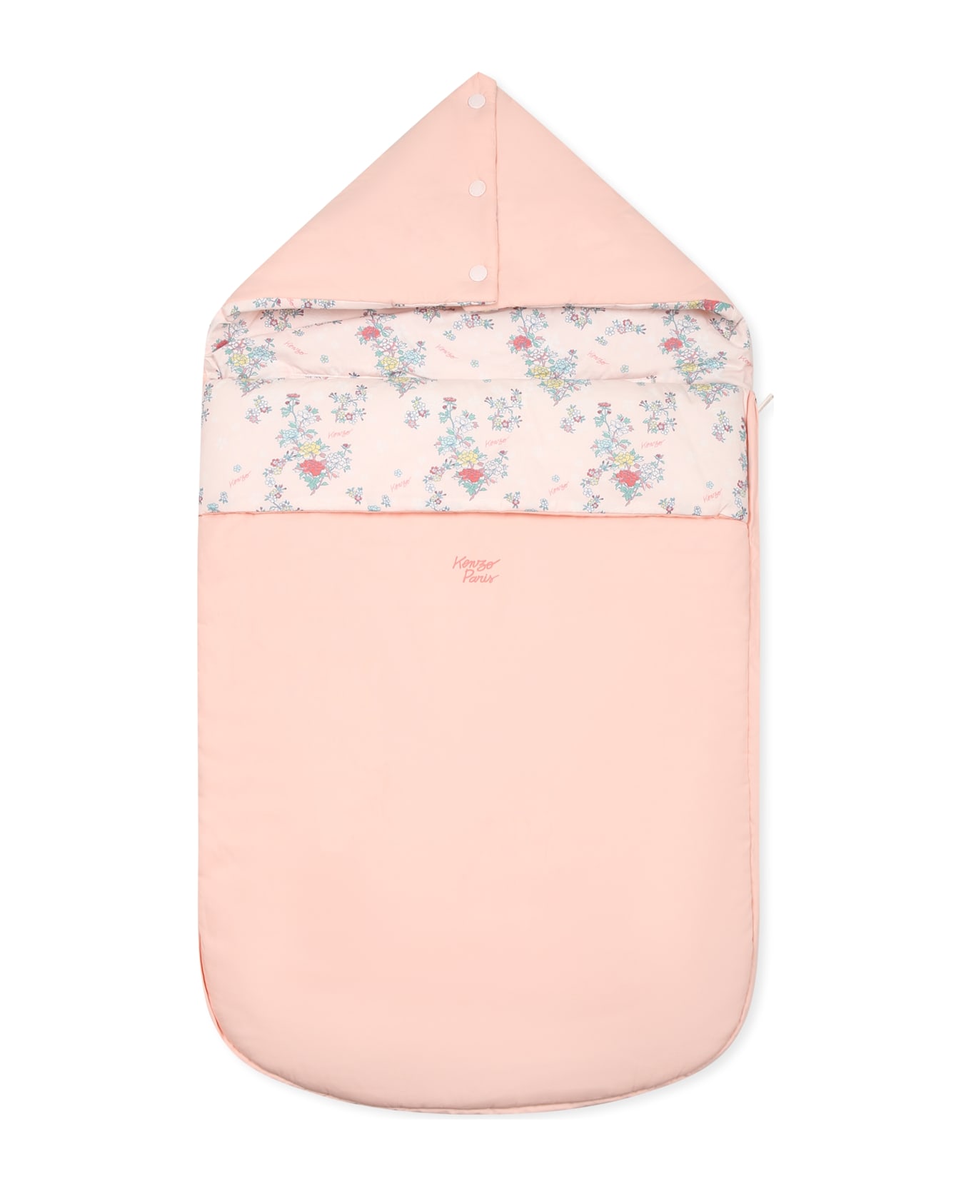 Kenzo Kids Pink Reversible Sleeping Bag For Baby Girl With Floral Print - Pink