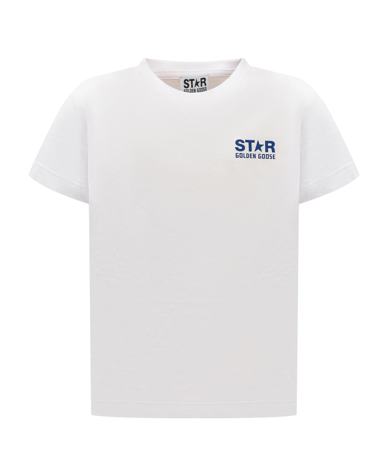 Golden Goose T-shirt With Logo - WHITE/BLUE ROYAL Tシャツ＆ポロシャツ