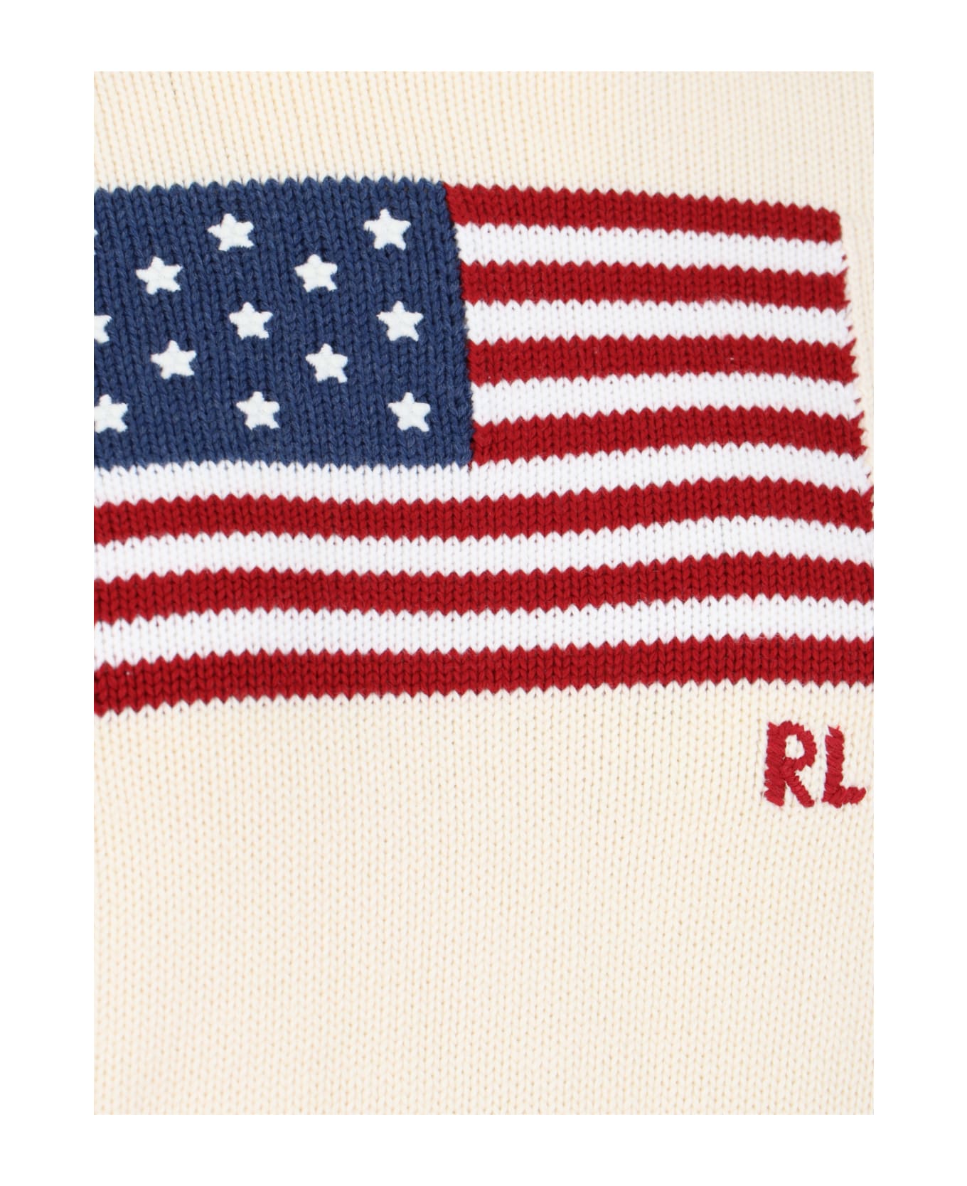 Ralph Lauren 'american Flag' Sweater - Cream