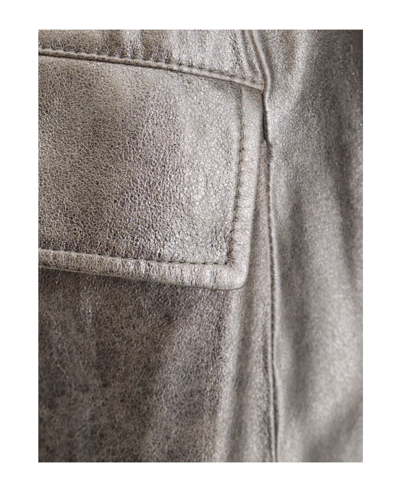 Brunello Cucinelli Leather Trench Coat - Silver