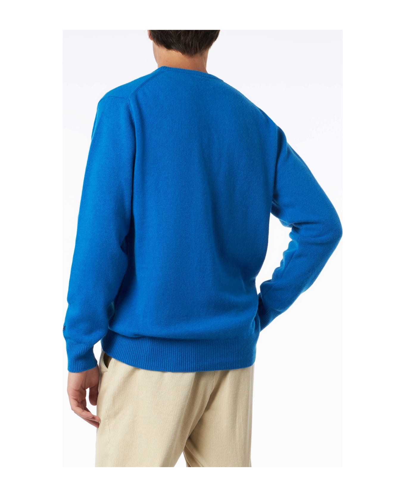 MC2 Saint Barth Man Crewneck Sweater With Sun Moritz Après Ski Embroidery - SKY