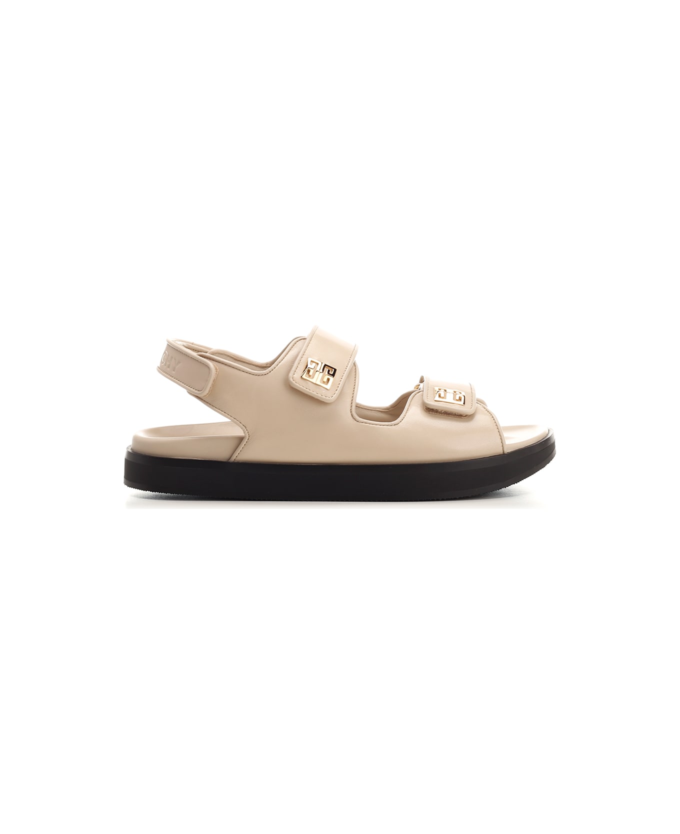 Givenchy Flat Sandals With Straps And 4g Detail In Padded Leather - Beige サンダル