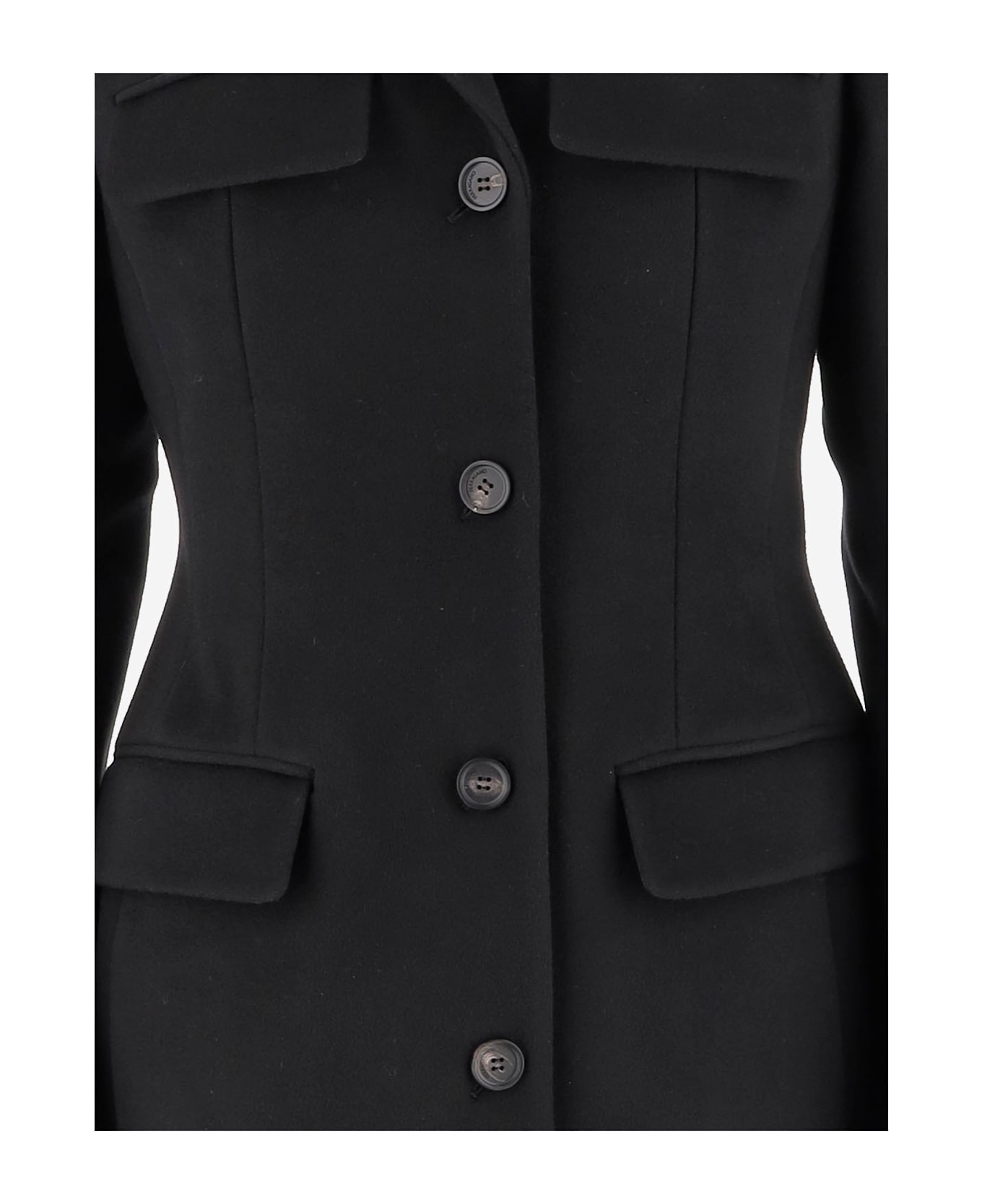 Ferragamo Single-breasted Shaped Coat In Wool And Cashmere - Black