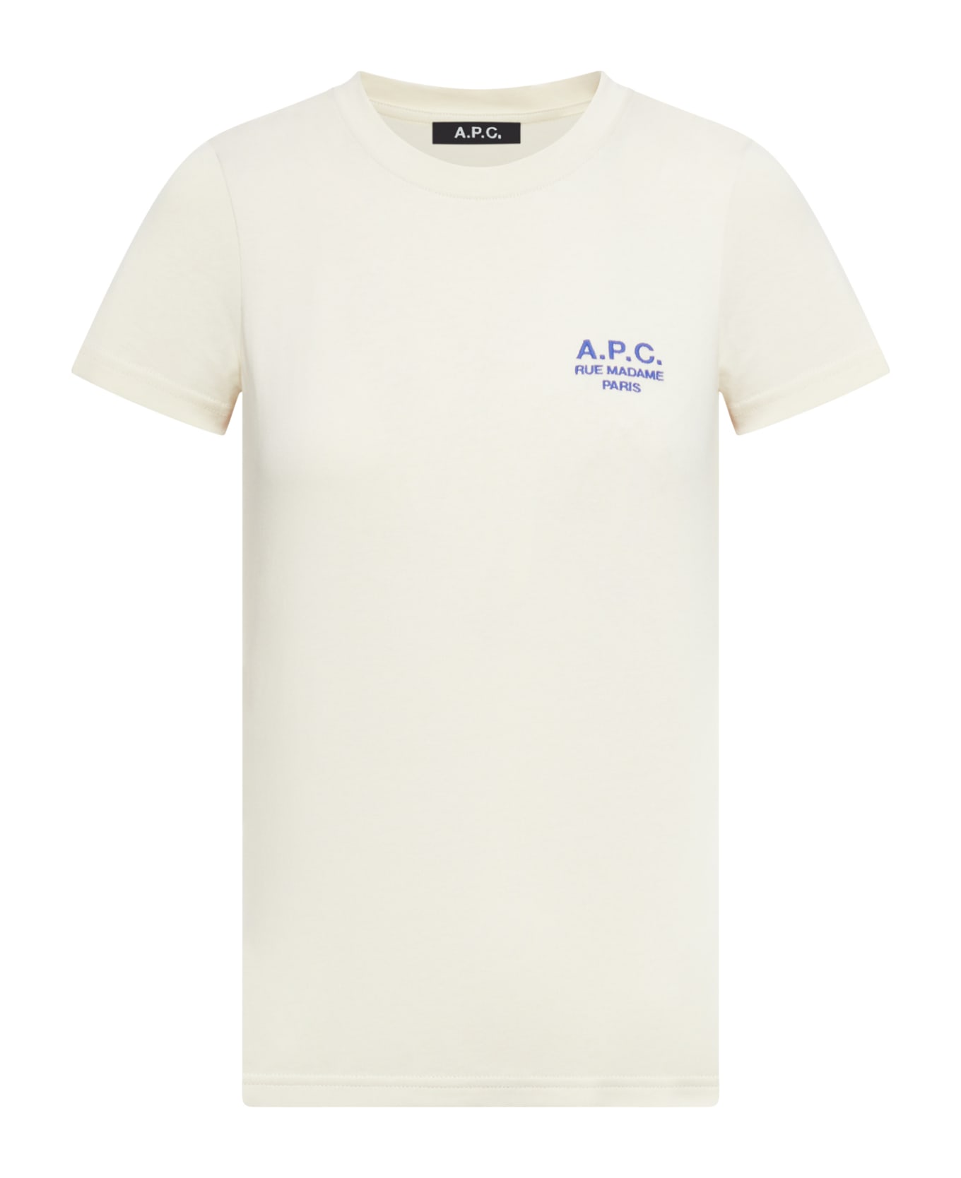 A.P.C. T-shirt With Logo Embroidery - Taj Blanc Casse Bleu