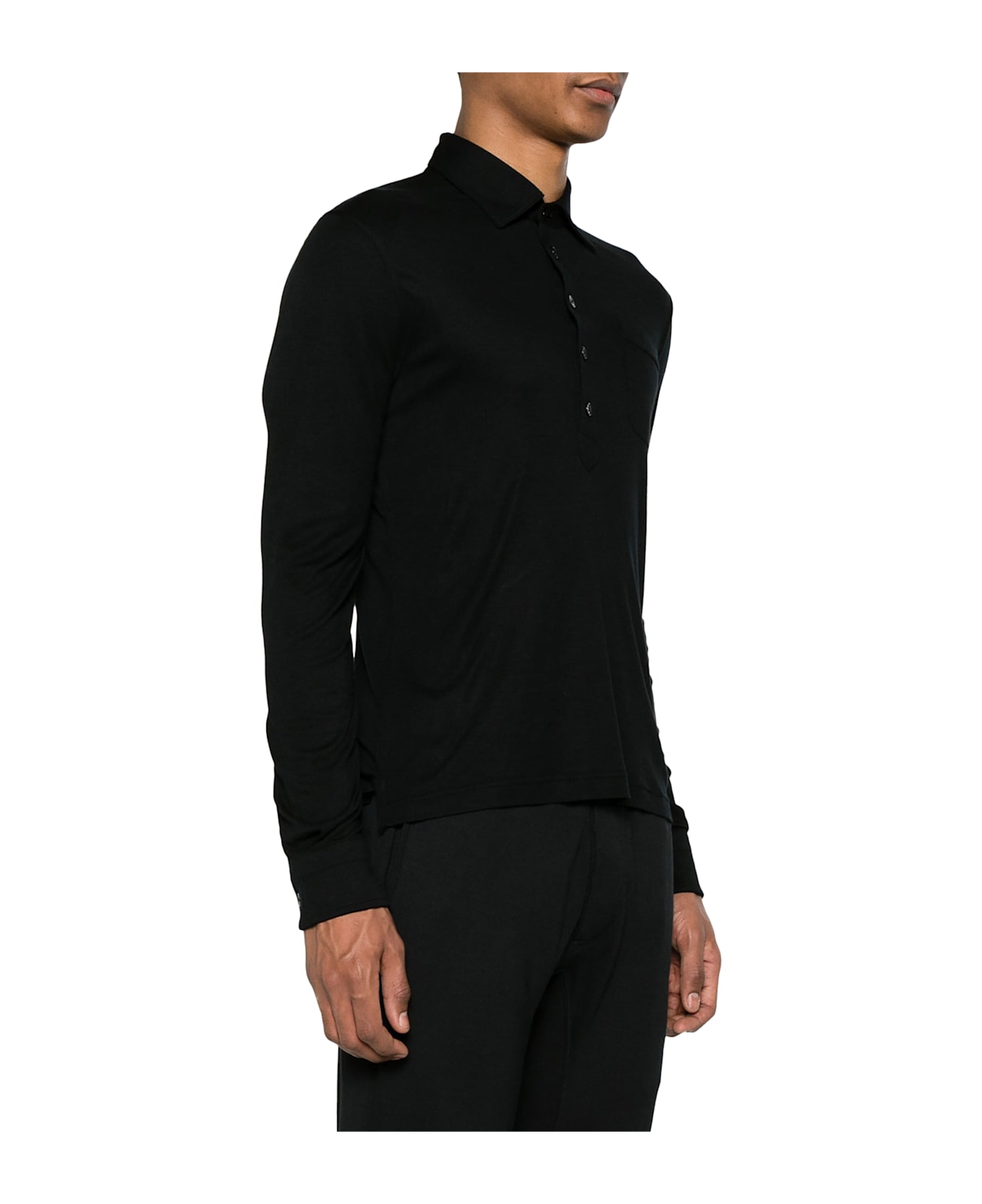 Tom Ford Chest-pocket Jersey Polo Shirt - Black