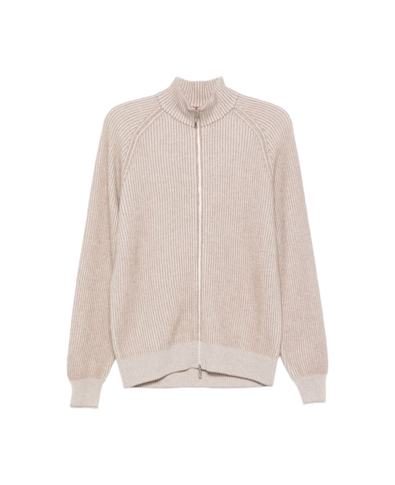 Brunello Cucinelli Cashmere Zipped Cardigan - Beige