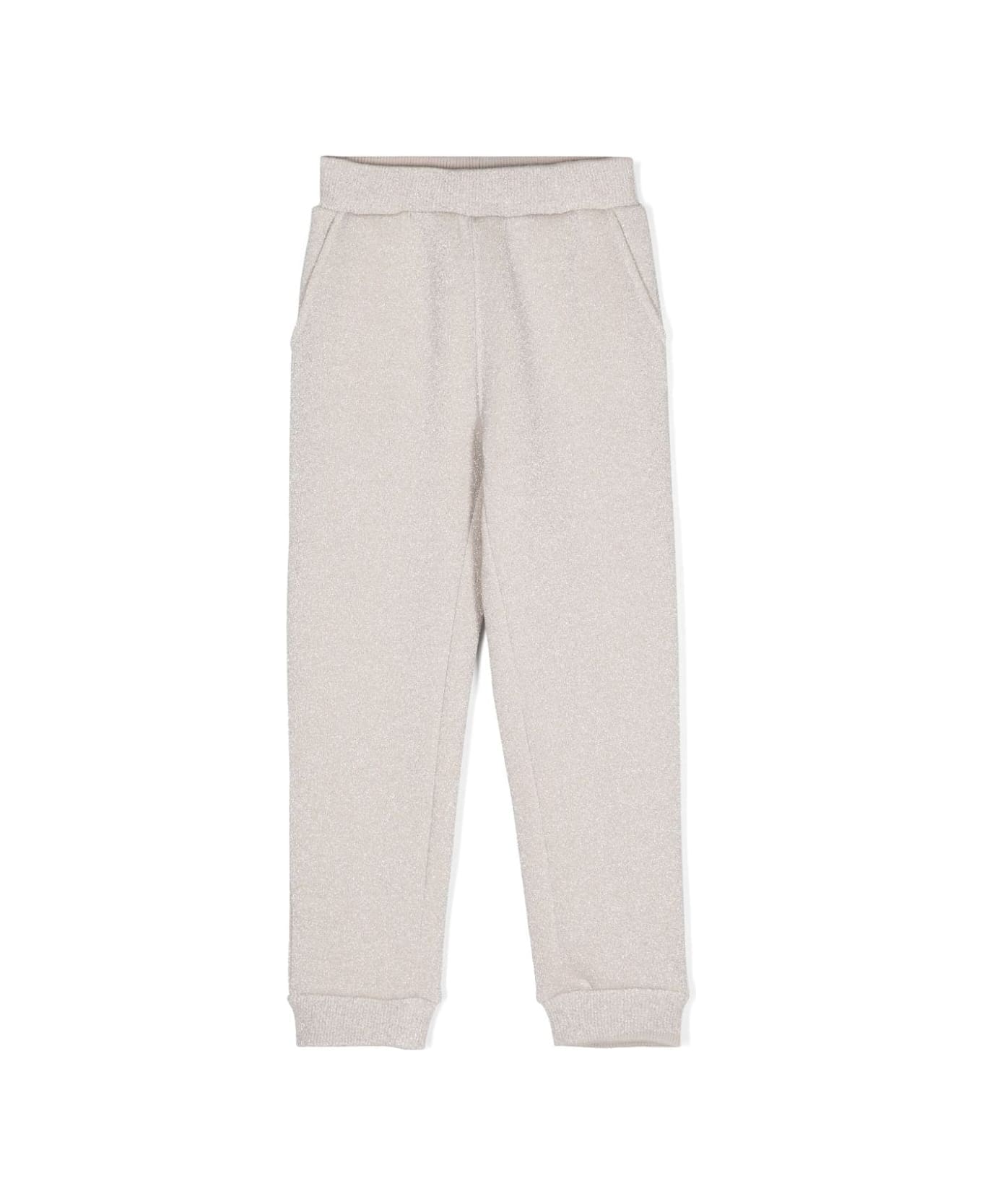 Monnalisa Beige Trousers Girl - Ecrù/Argento