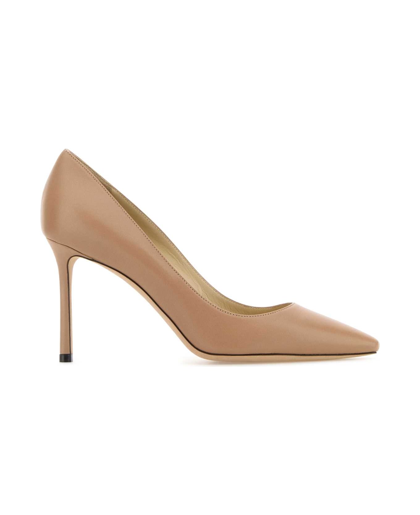 Jimmy Choo Antiqued Pink Leather Romy 85 Pumps - BALLETPINK