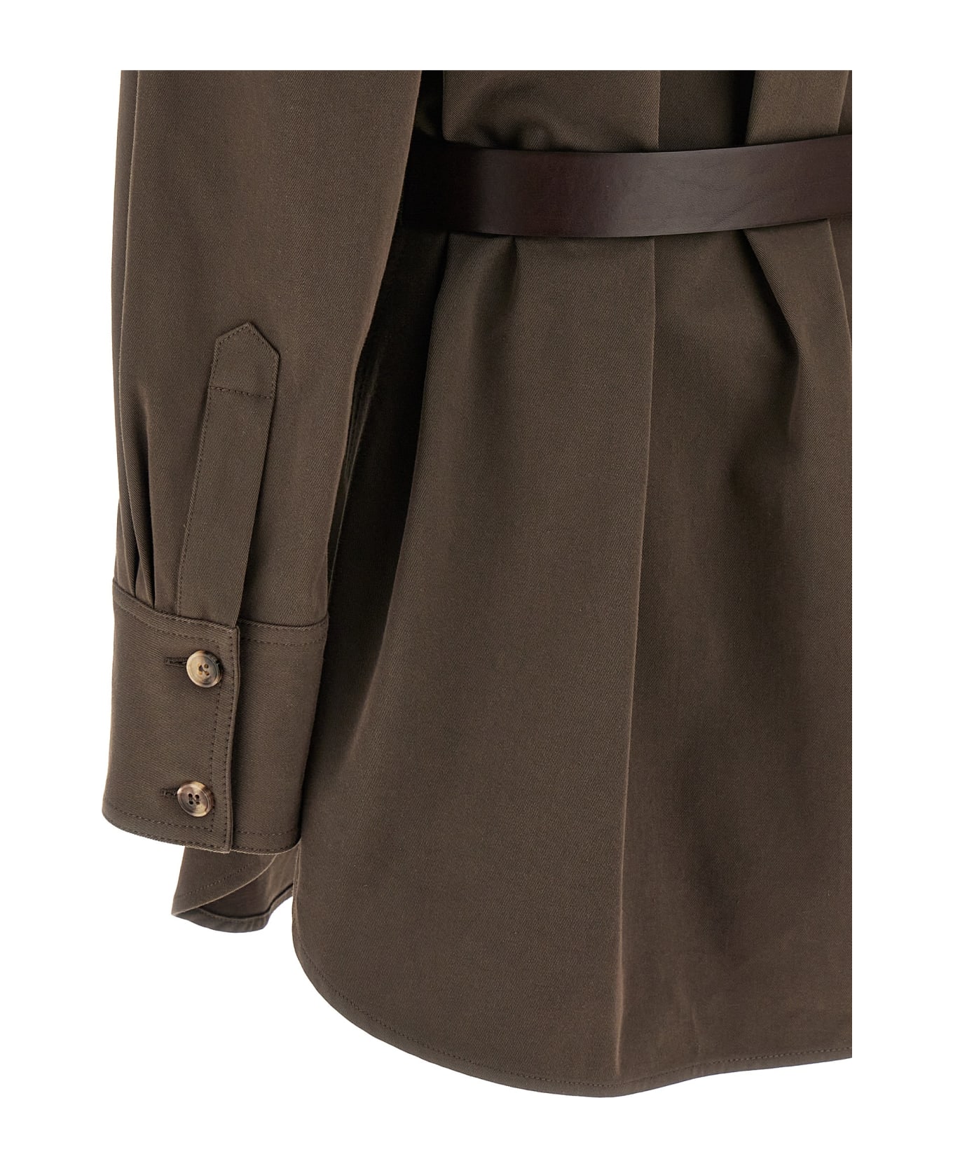 Saint Laurent Leather Belt Overshirt - Dark Brown