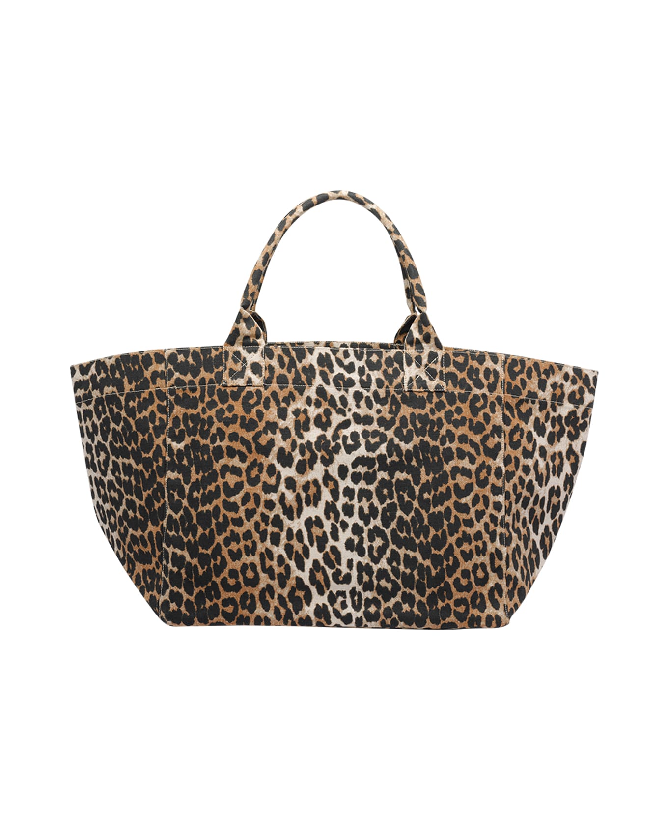Ganni Xxl Leopard Tote Bag - Brown