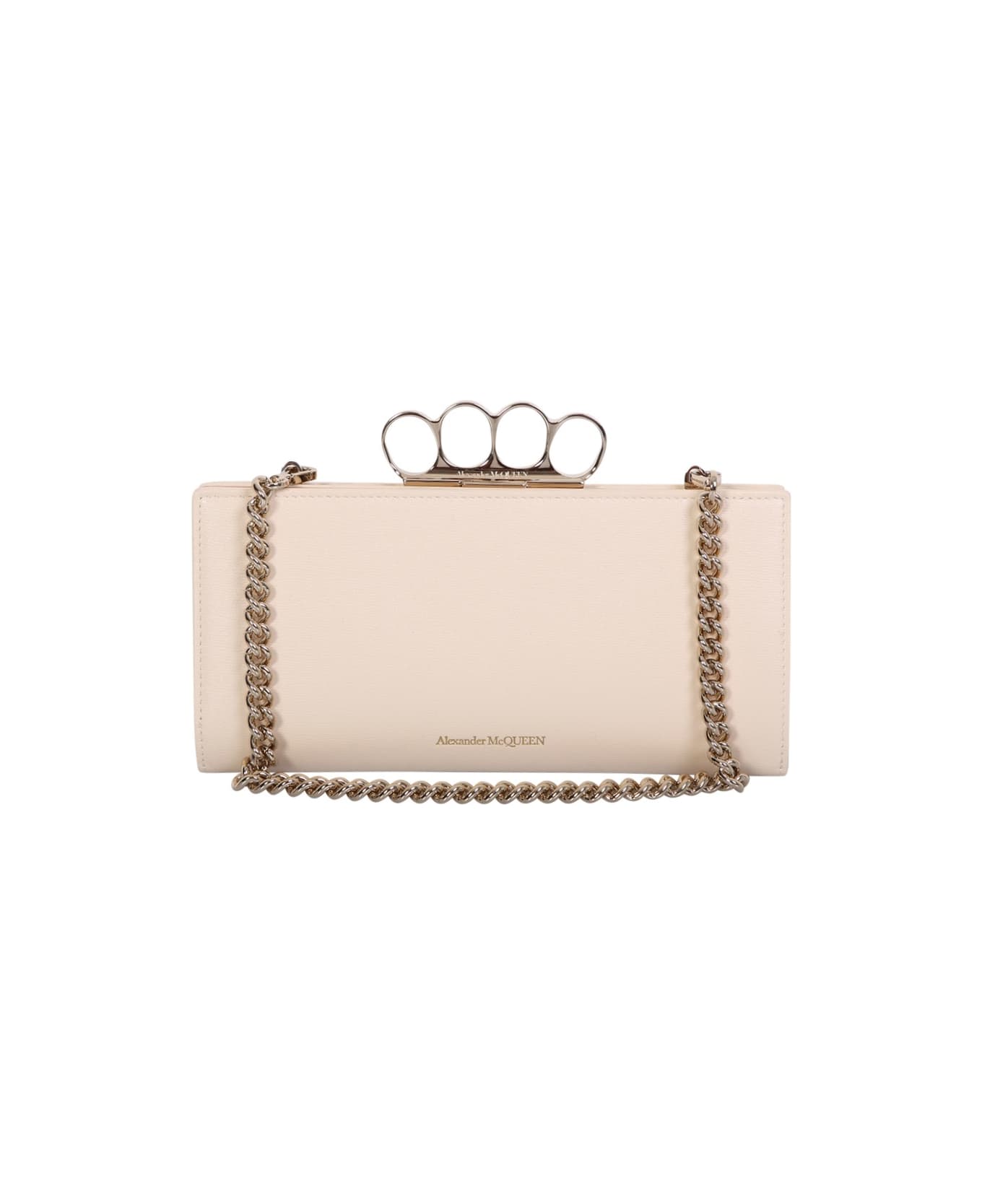Alexander McQueen Four Ring Case Chain Shoulder Bag - Beige