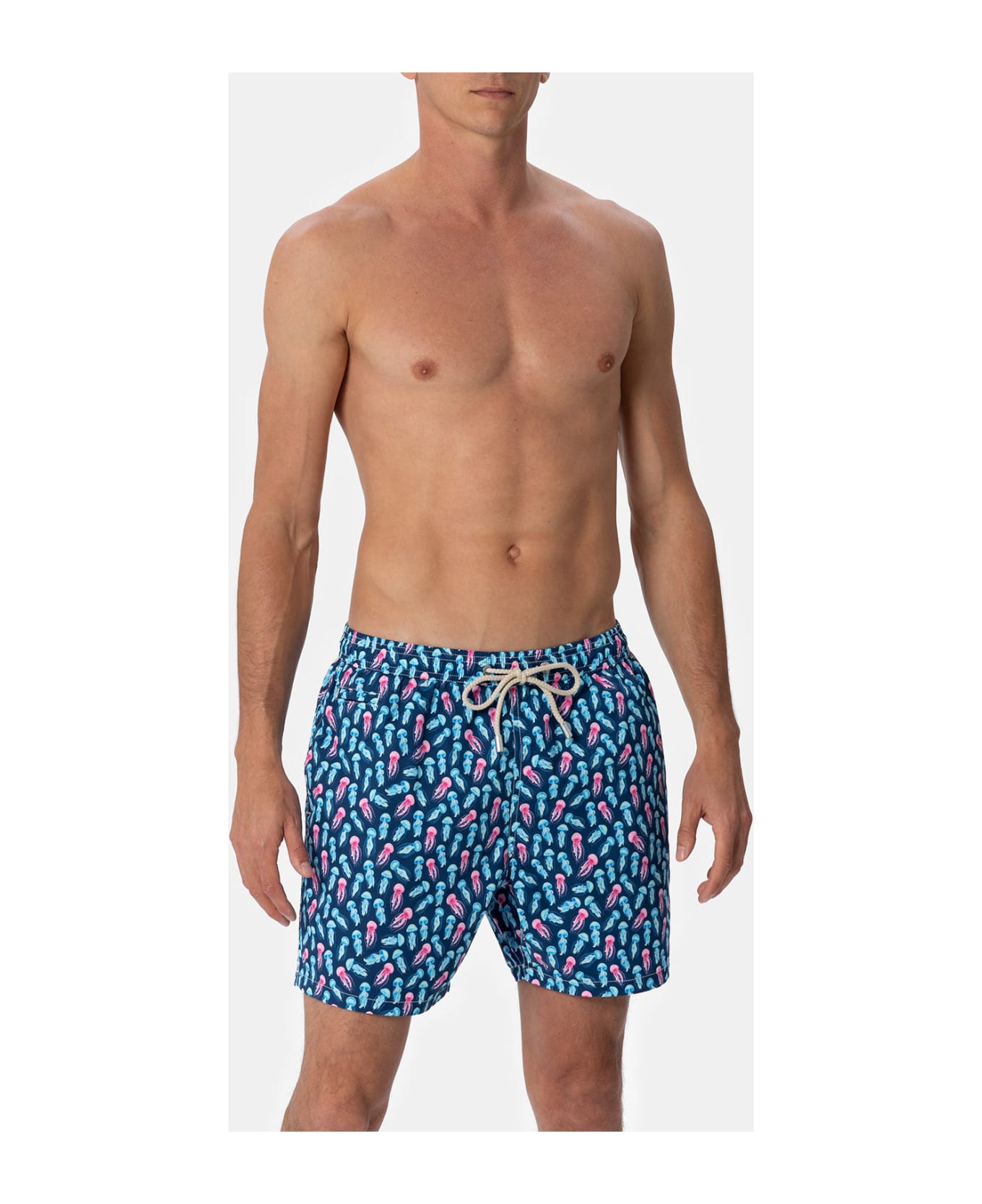 MC2 Saint Barth Comfort Light Classic Stretch Swim Shorts With Jellyfishes Print - BLUE