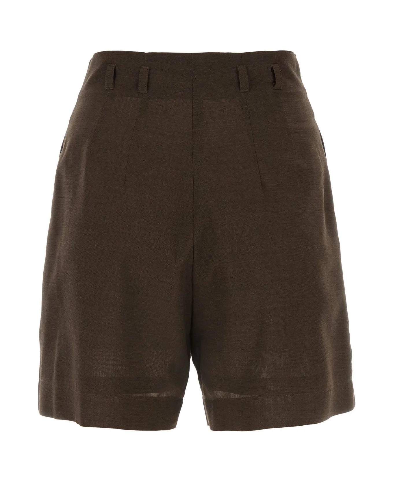 Philosophy di Lorenzo Serafini Chocolate Wool Blend Shorts - Marrone ショートパンツ