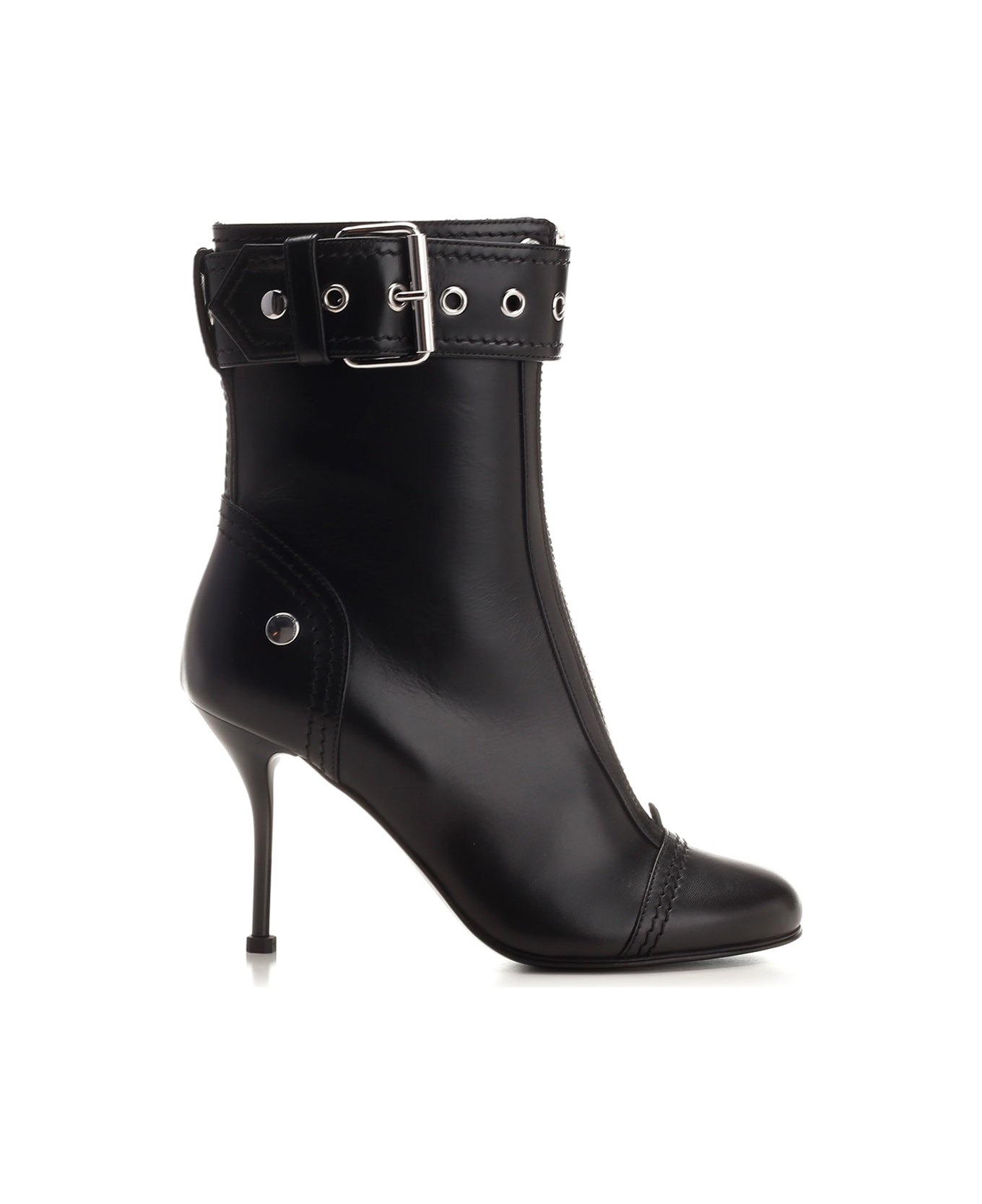 Alexander McQueen Leather Ankle Boots - Black Silver