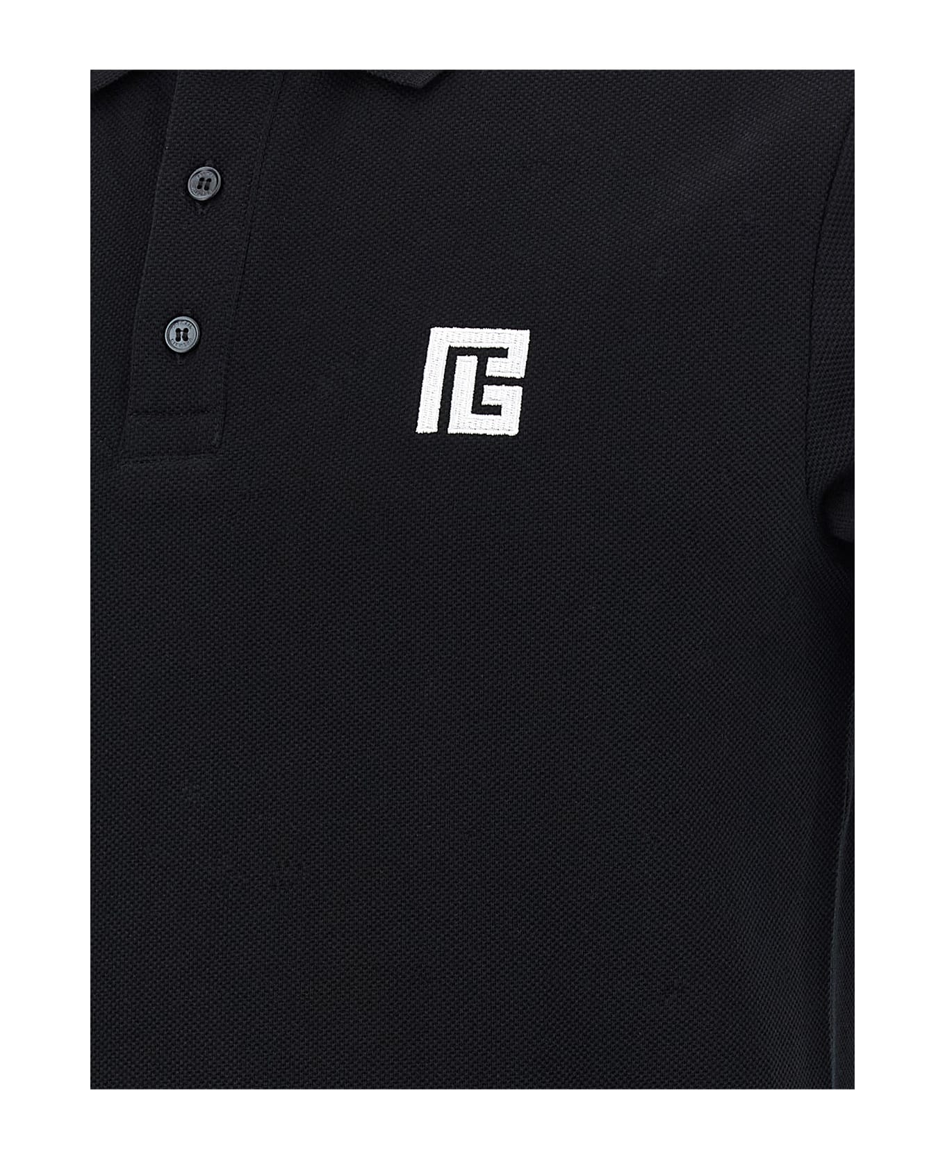 Balmain Embroidery Polo Shirt - White/Black