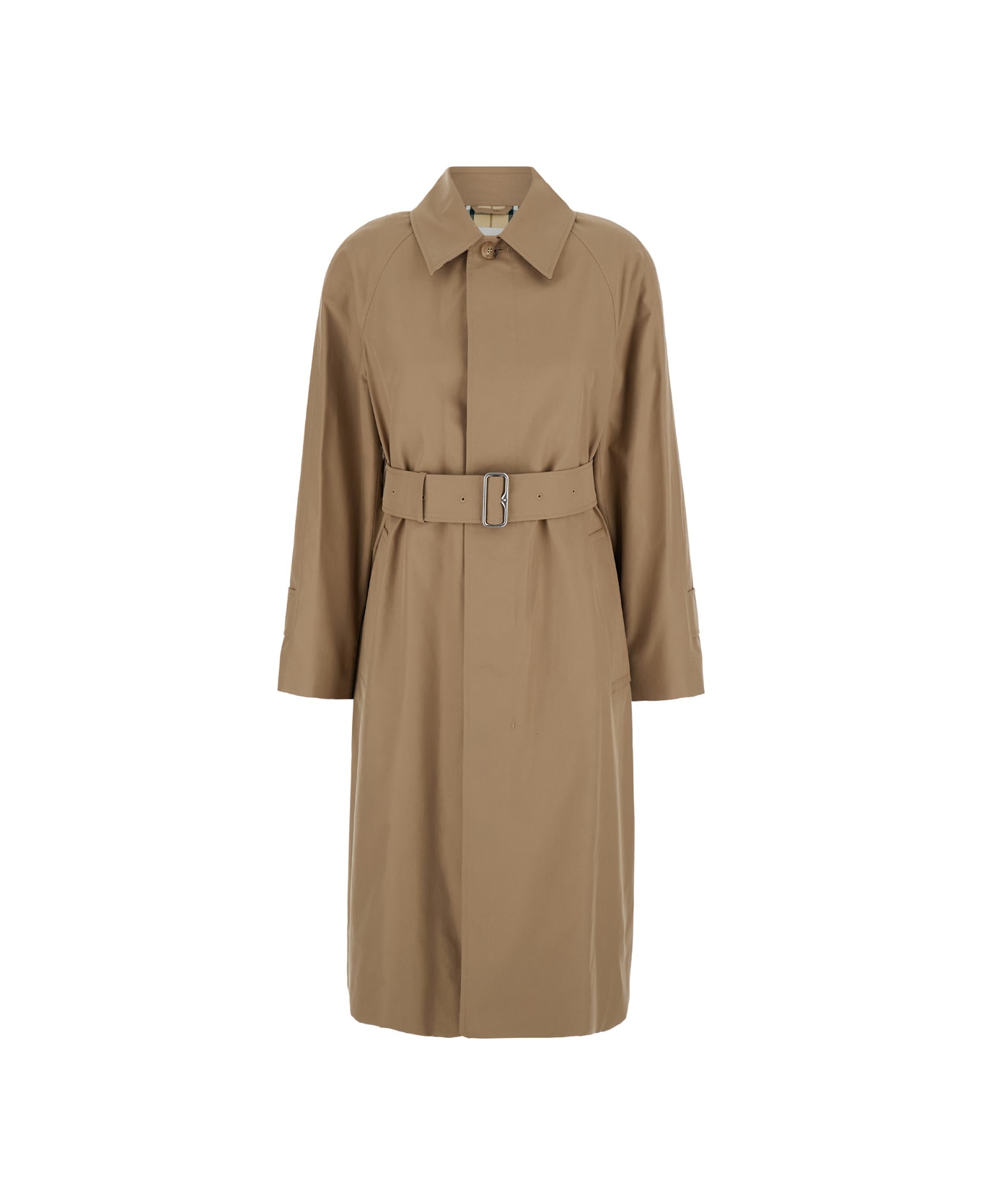 Burberry Beige Trench Coat With Pointed Collar In Cotton Woman - Beige