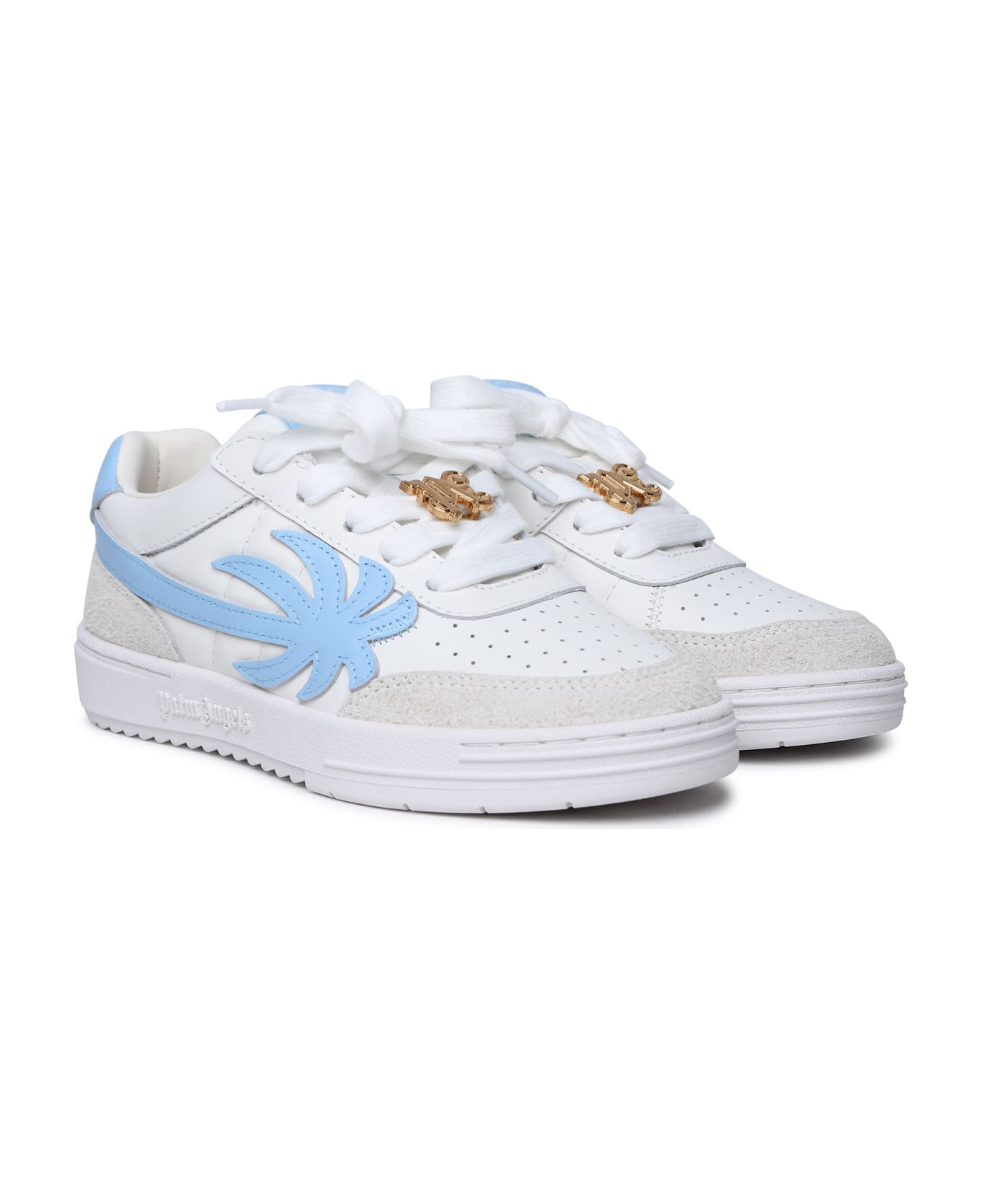 Palm Angels 'palm Beach University' White Leather Sneakers - White スニーカー