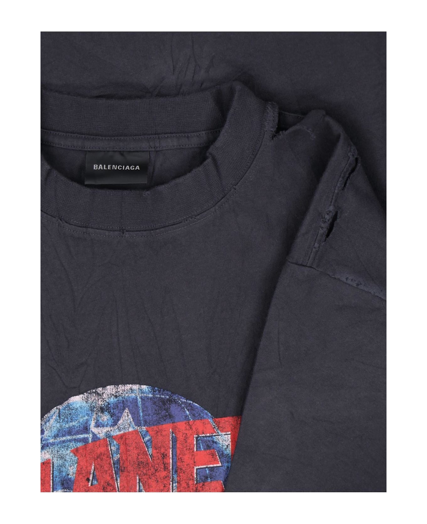 Balenciaga 'planet Earth' Logo T-shirt - Washed Black