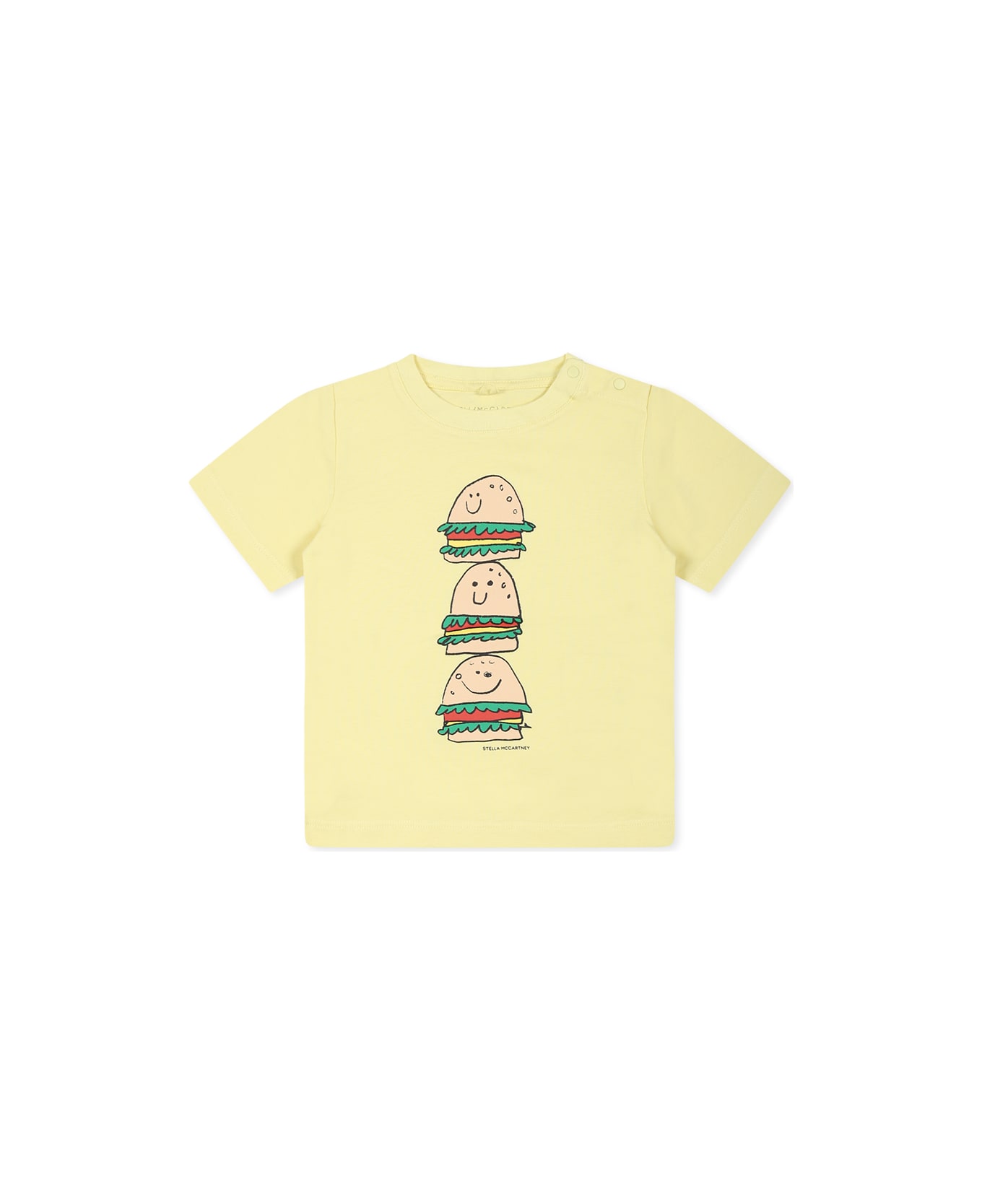 Stella McCartney Kids Yellow T-shirt For Baby Boy With Hamburger Print - Yellow