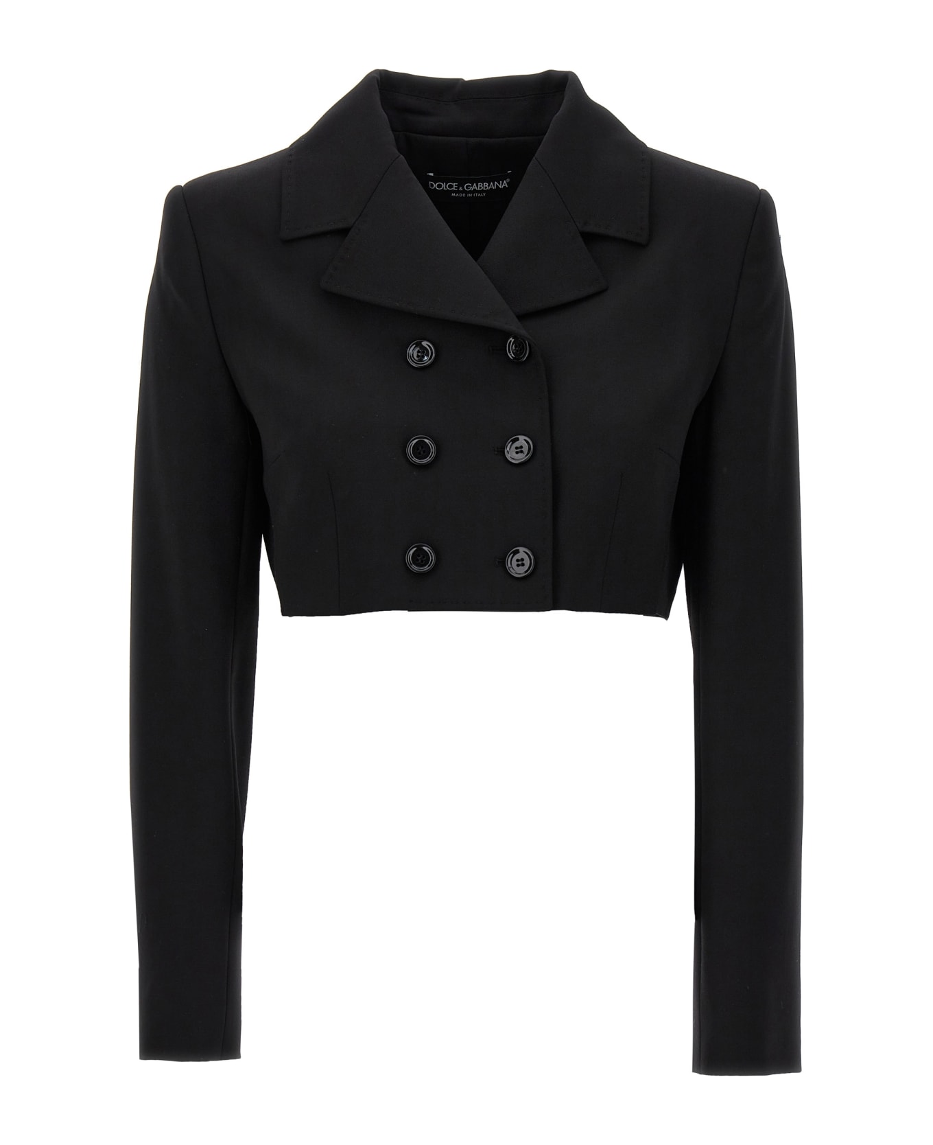 Dolce & Gabbana Double-breasted Cropped Stretch Wool Blazer - Black ジャケット
