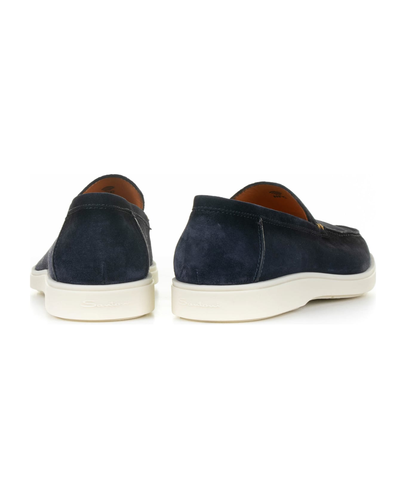 Santoni Moccasin In Blue Suede And Rubber Sole - BLUE