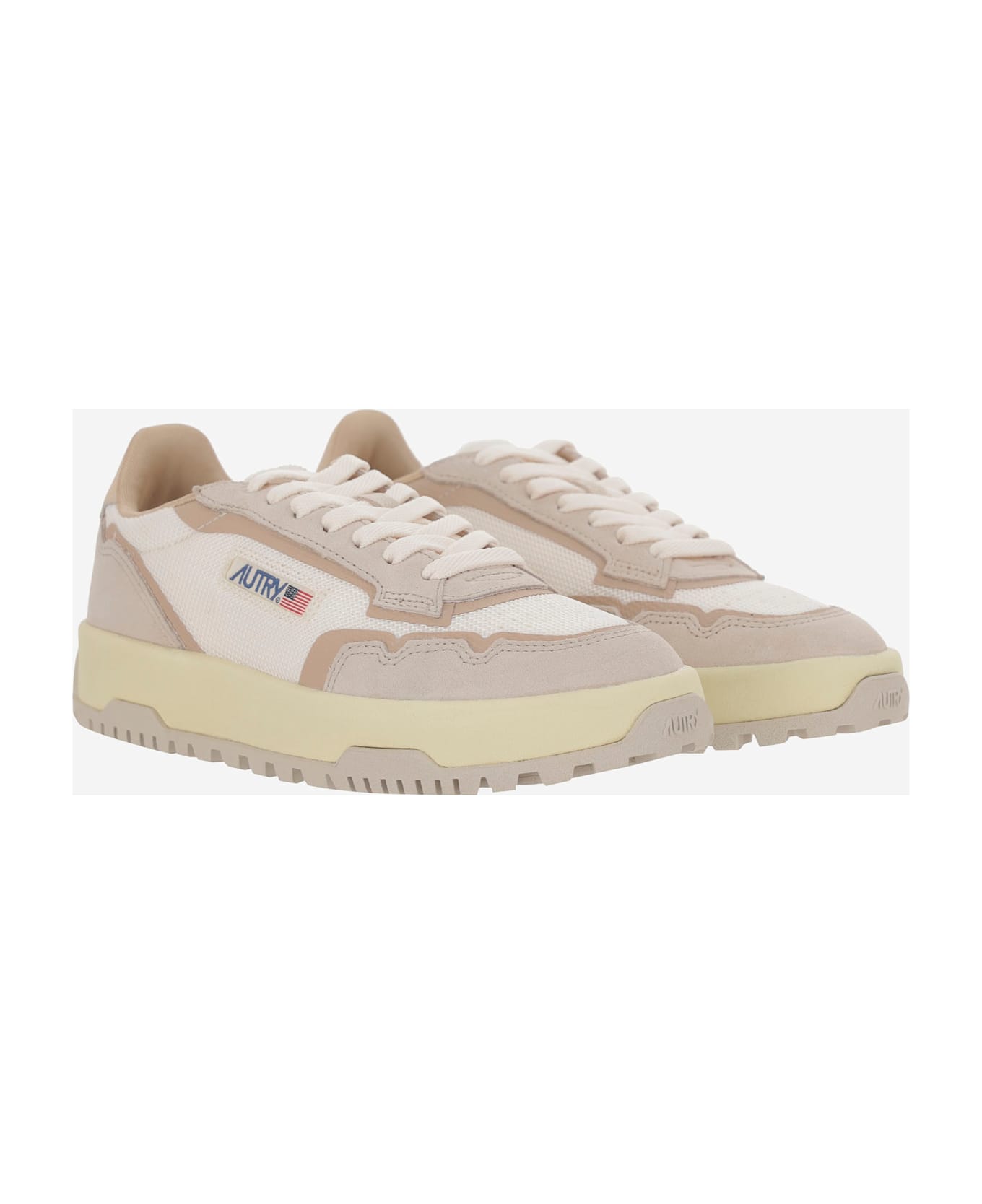 Autry Wildpace Low Mesh And Suede Sneakers - Beige