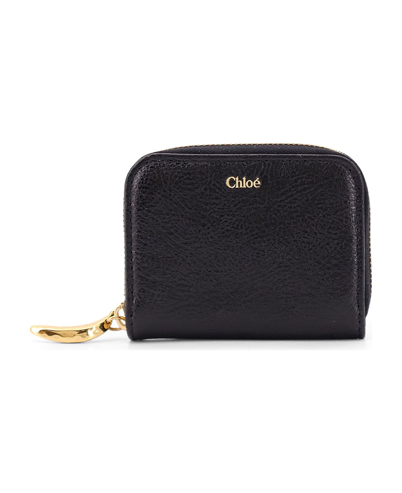 Chloé Leather Wallet With Frontal Logo - Black