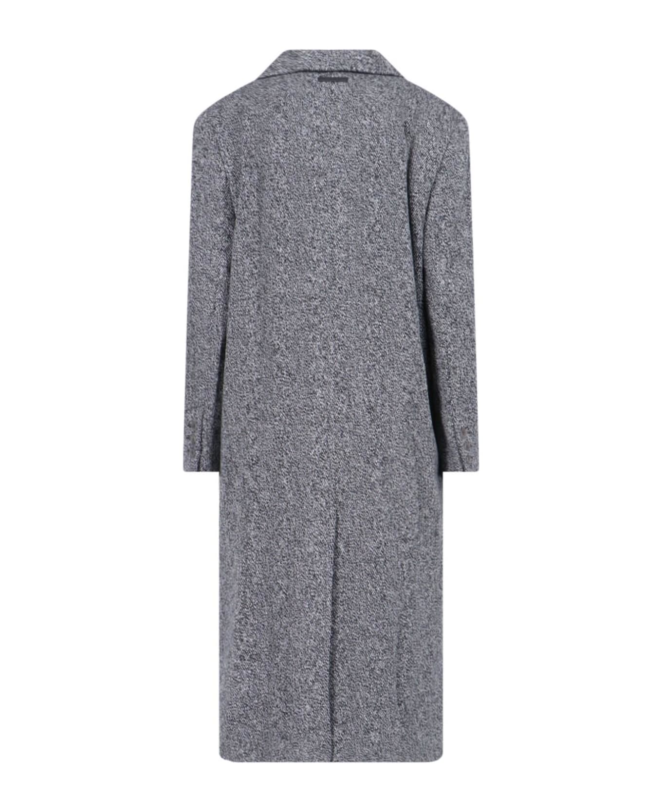 Calvin Klein Single-breasted Maxi Coat - X Dark Grey Heather