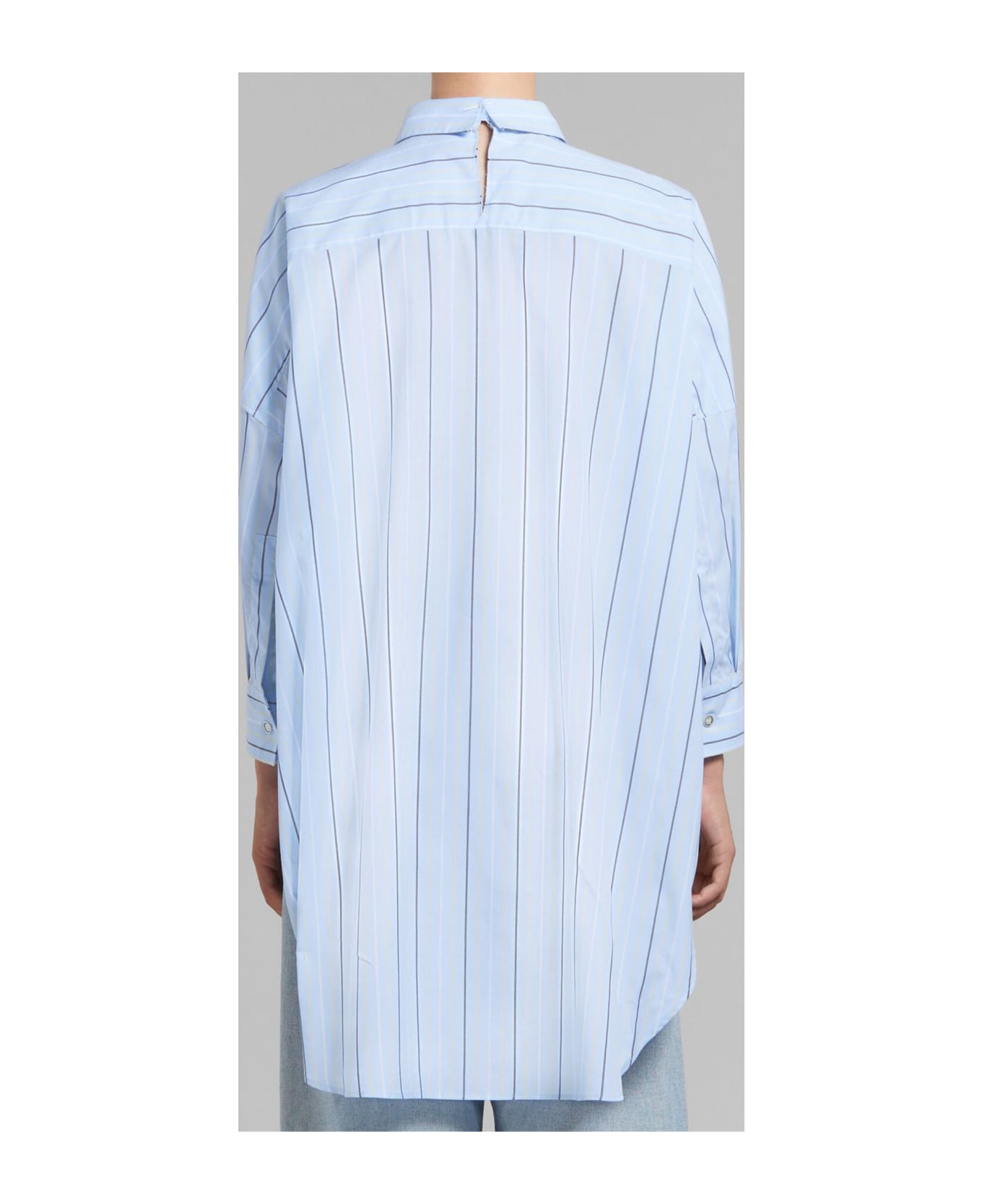 Marni Striped Organic Cotton Shirt - Aquamarine