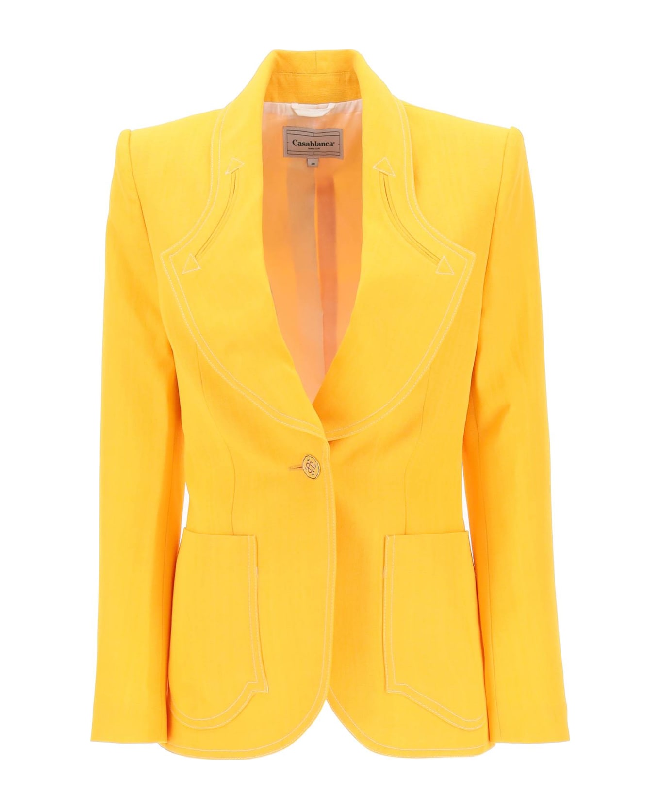 Casablanca Silk Blend Single-breasted Blazer - CITRUS (Yellow)