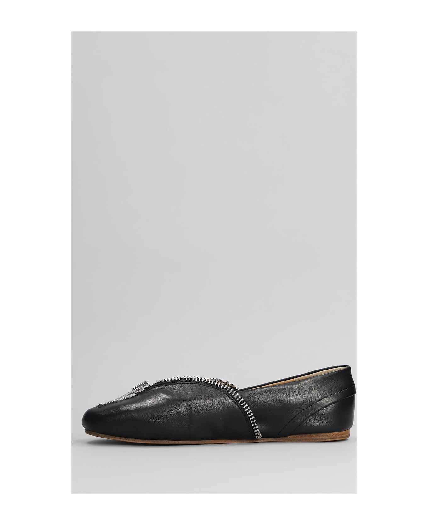 J.W. Anderson Biker Ballerina Ballet Flats In Black Leather - black