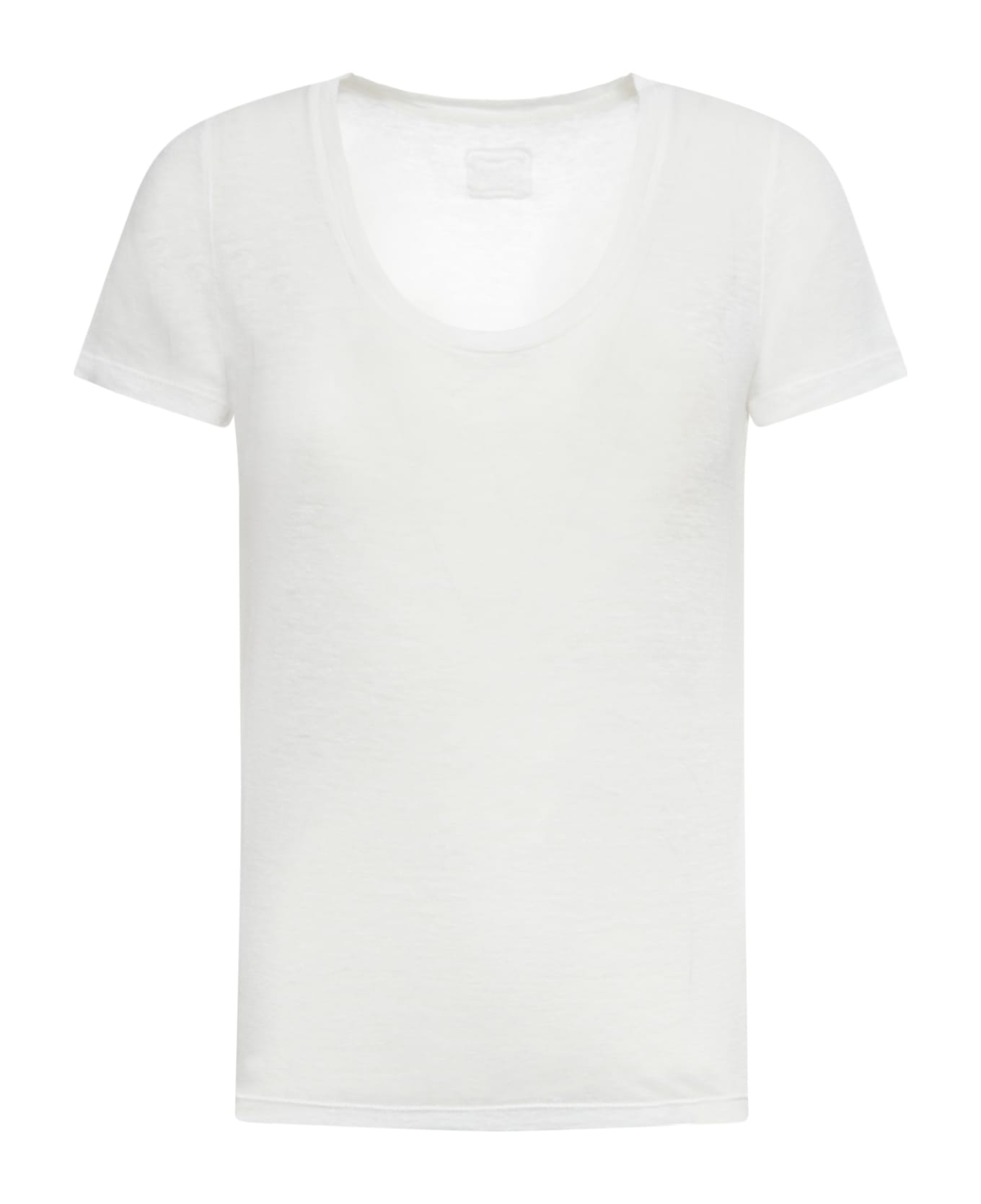 120% Lino Short Sleeve Women Tshirt - R White Solid Tシャツ