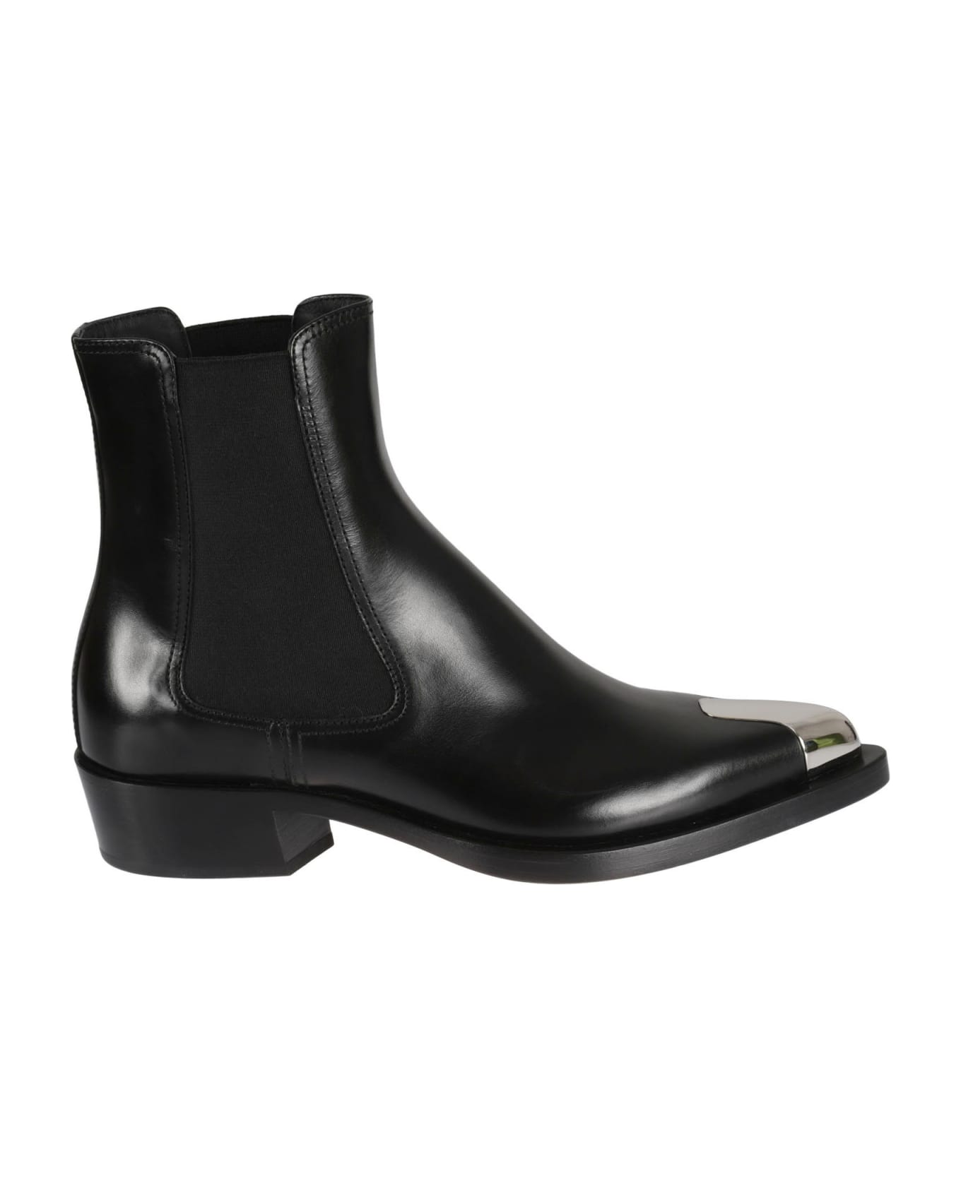 Alexander McQueen Metallic Toe Boots - Black/Silver