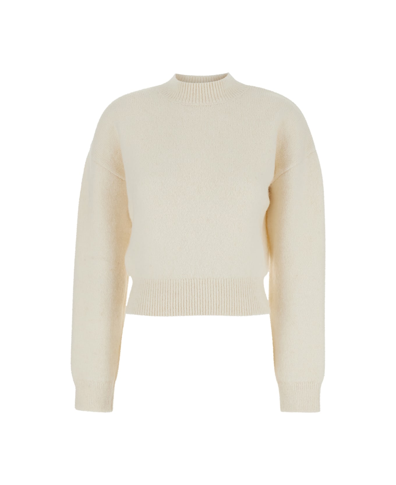 Jacquemus 'la Maille' White Sweater With Intarsia Logo In Wool Woman - White