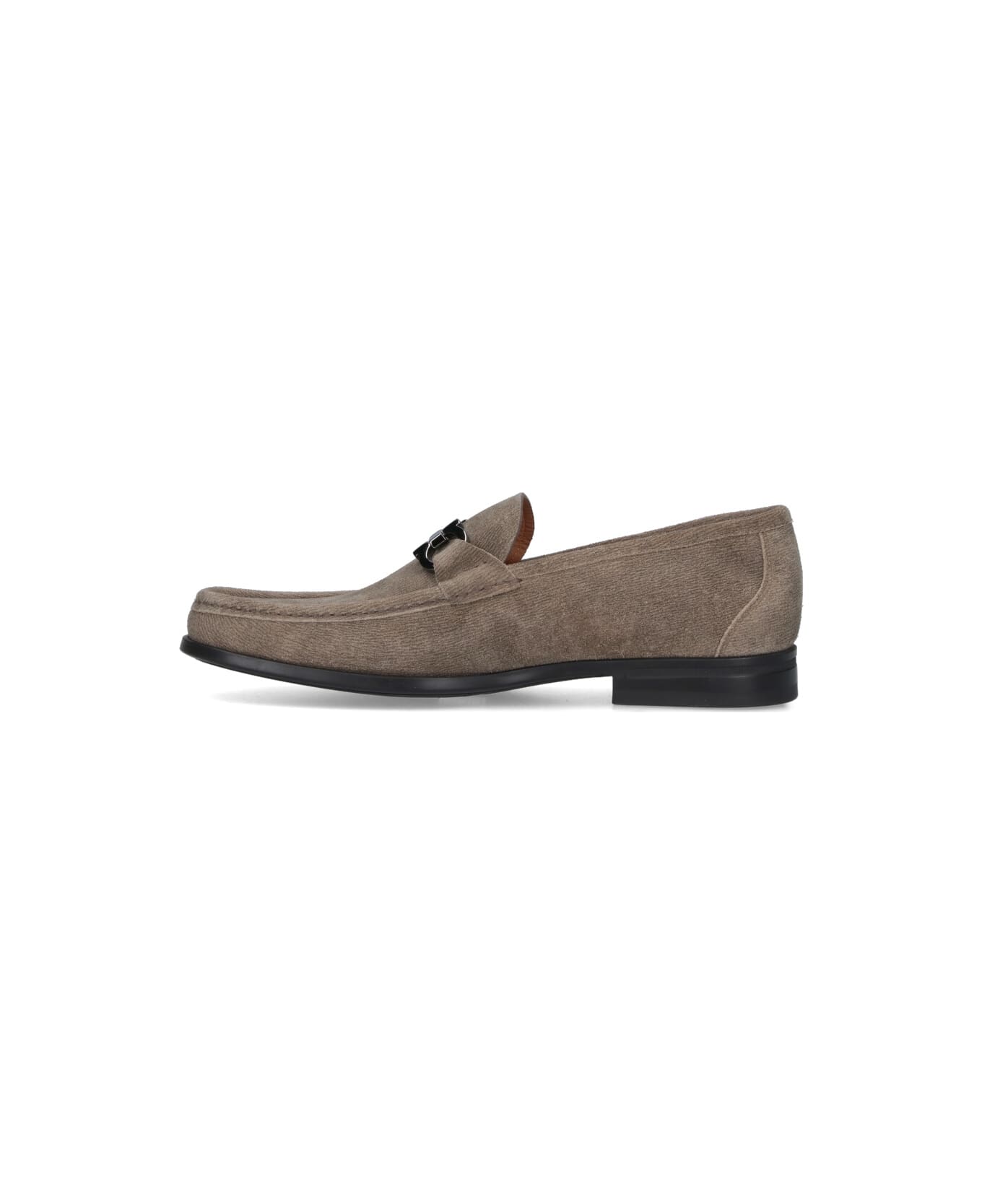Ferragamo 'gancini' Suede Loafers - Beige