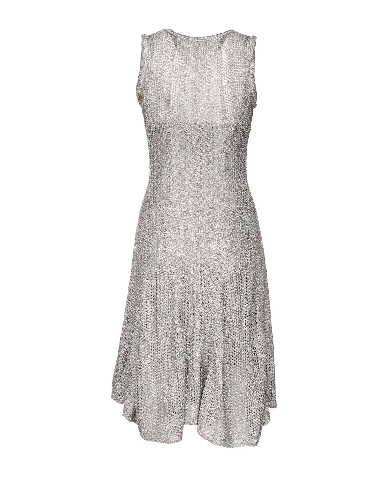 Alaia Full-length Knit Dress With Sequins - Silver
