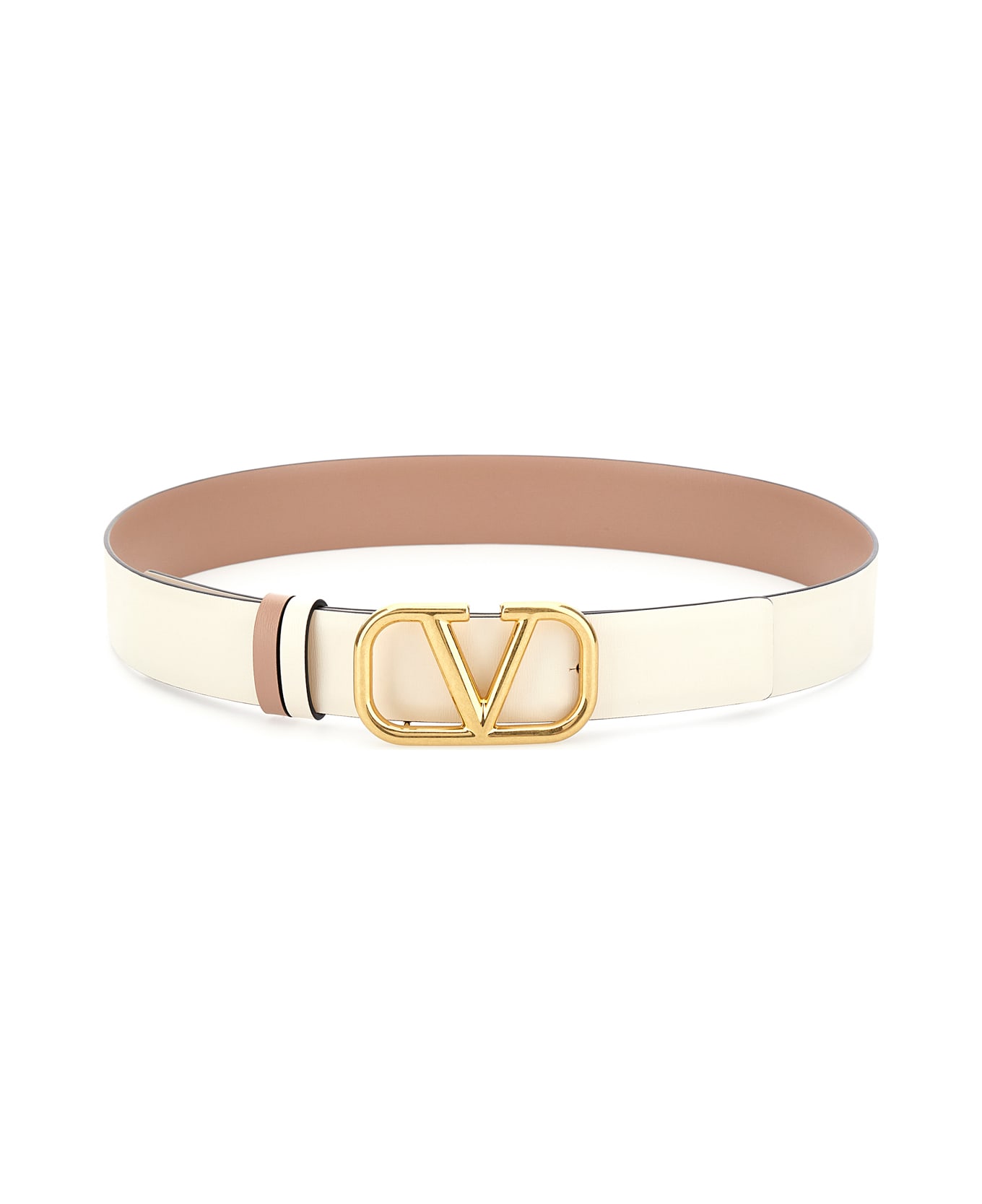 Valentino Garavani Ivory Leather Reversible Belt - IVORYROSE