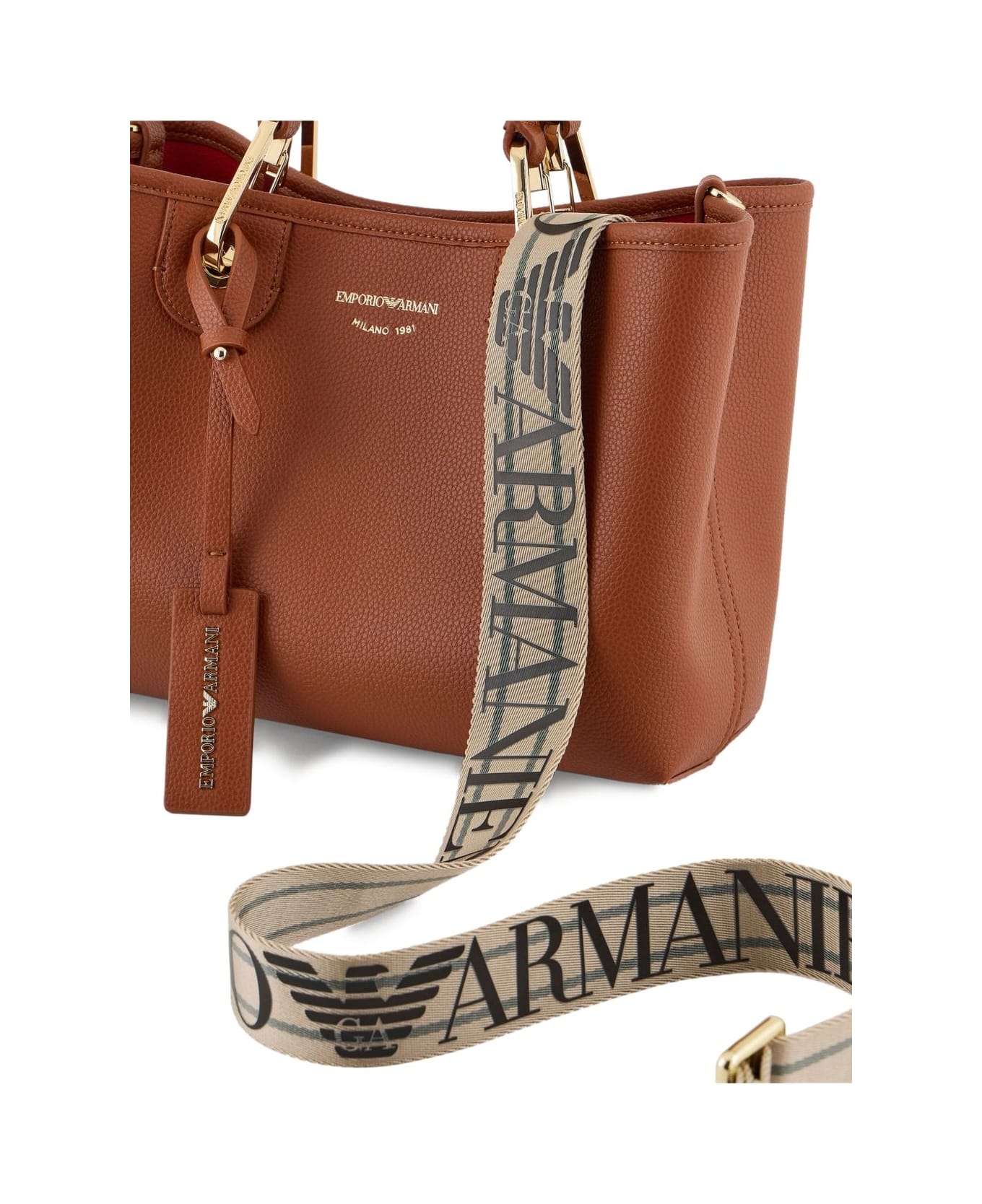 Emporio Armani Myea Small Tote Bag - Leather Brown