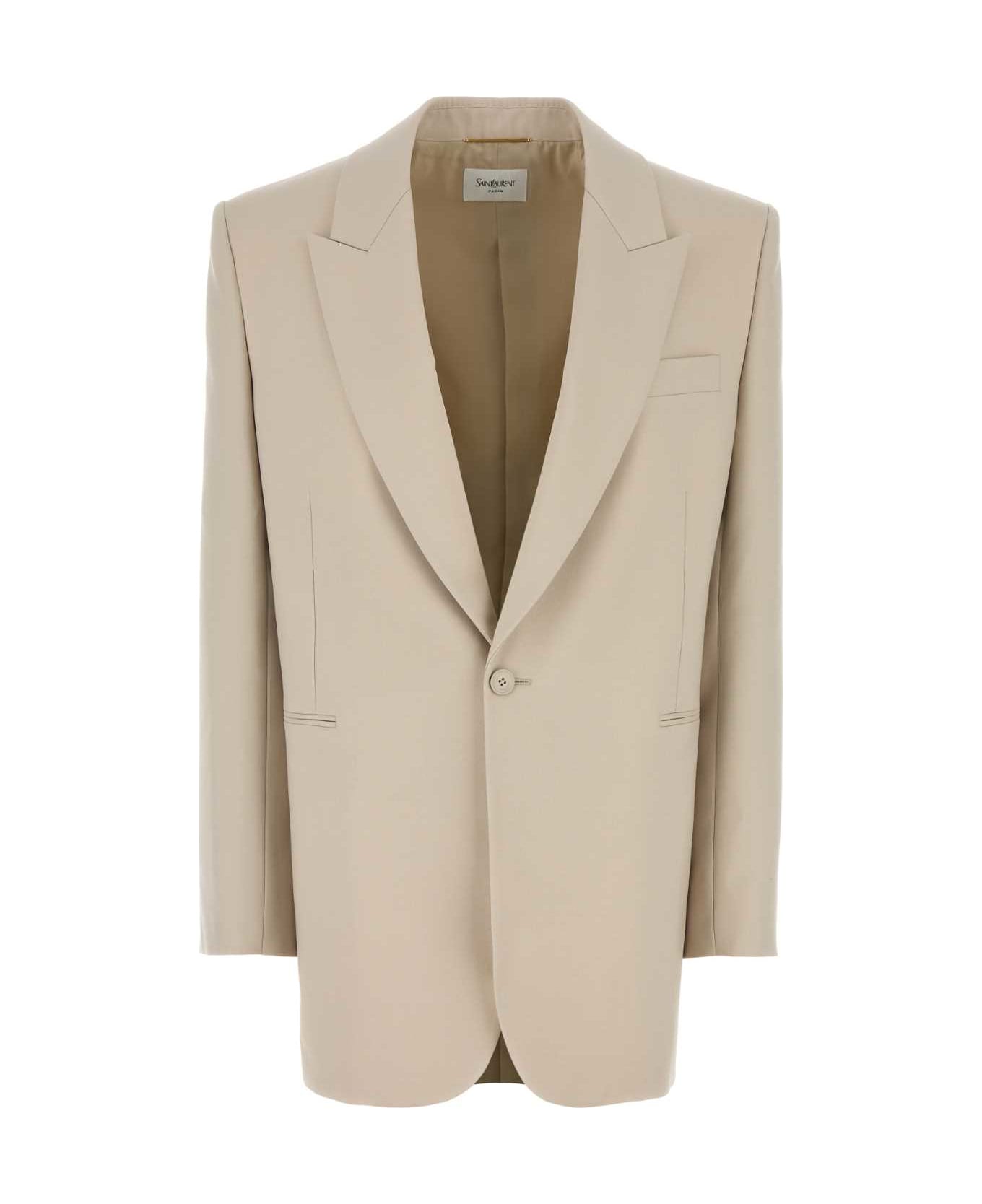 Saint Laurent Sand Wool Oversize Blazer - BEIGE
